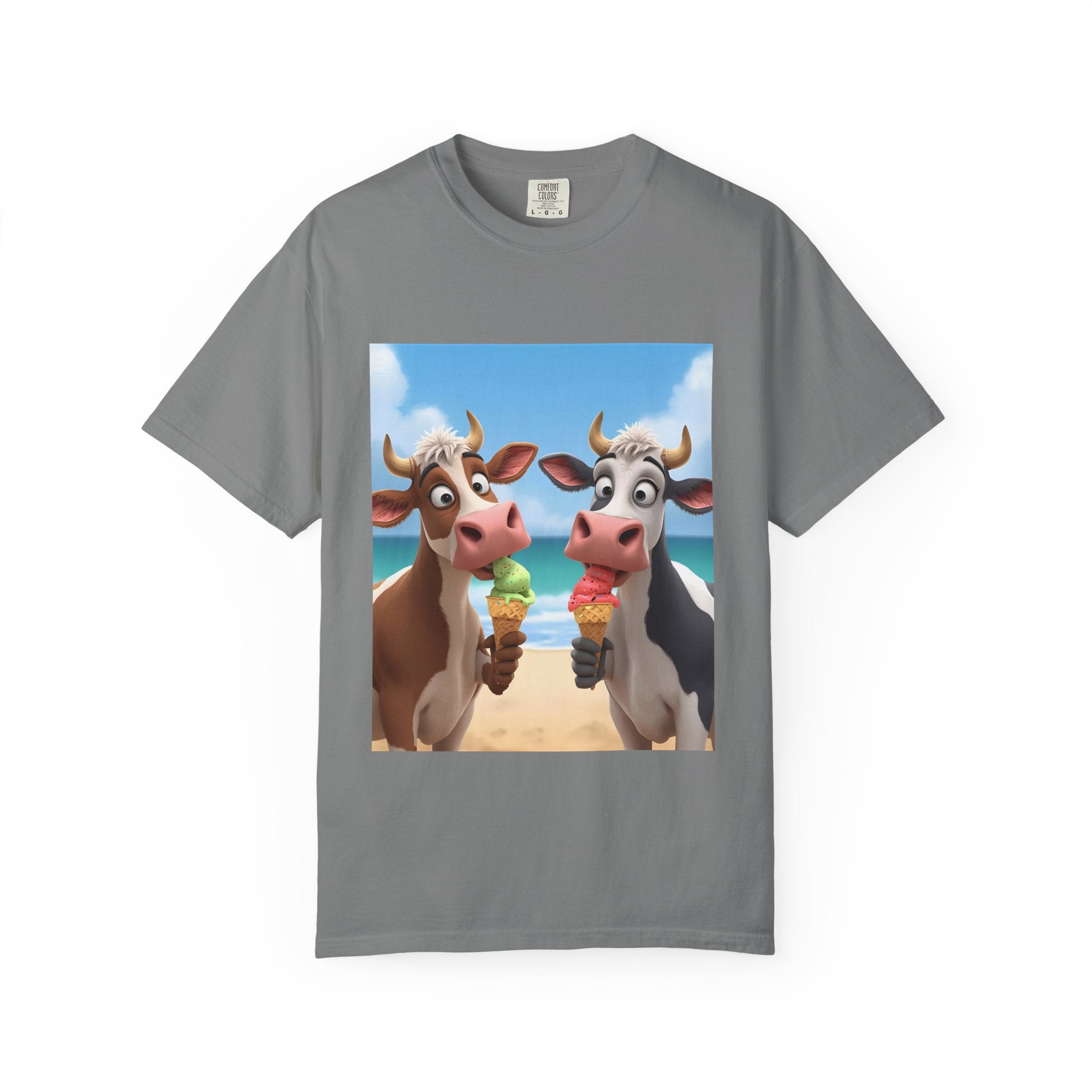 Cute Cow Ice Cream T-Shirt, Fun Summer Tee, Animal Lover Gift, Unisex Casual Top, Beach Vibes Apparel, Cute Gift for Friends