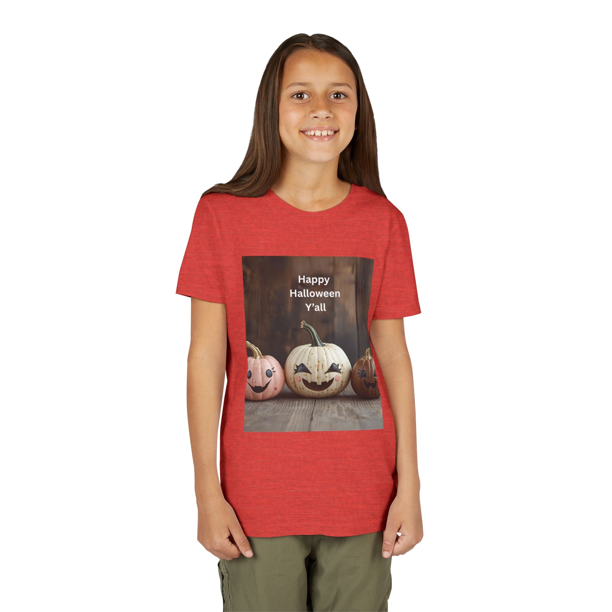 Happy Halloween Youth Tee, Kids Halloween Shirt, Pumpkin T-Shirt, Fall Festival Apparel, Trick or Treat Wear, Spooky Season Top