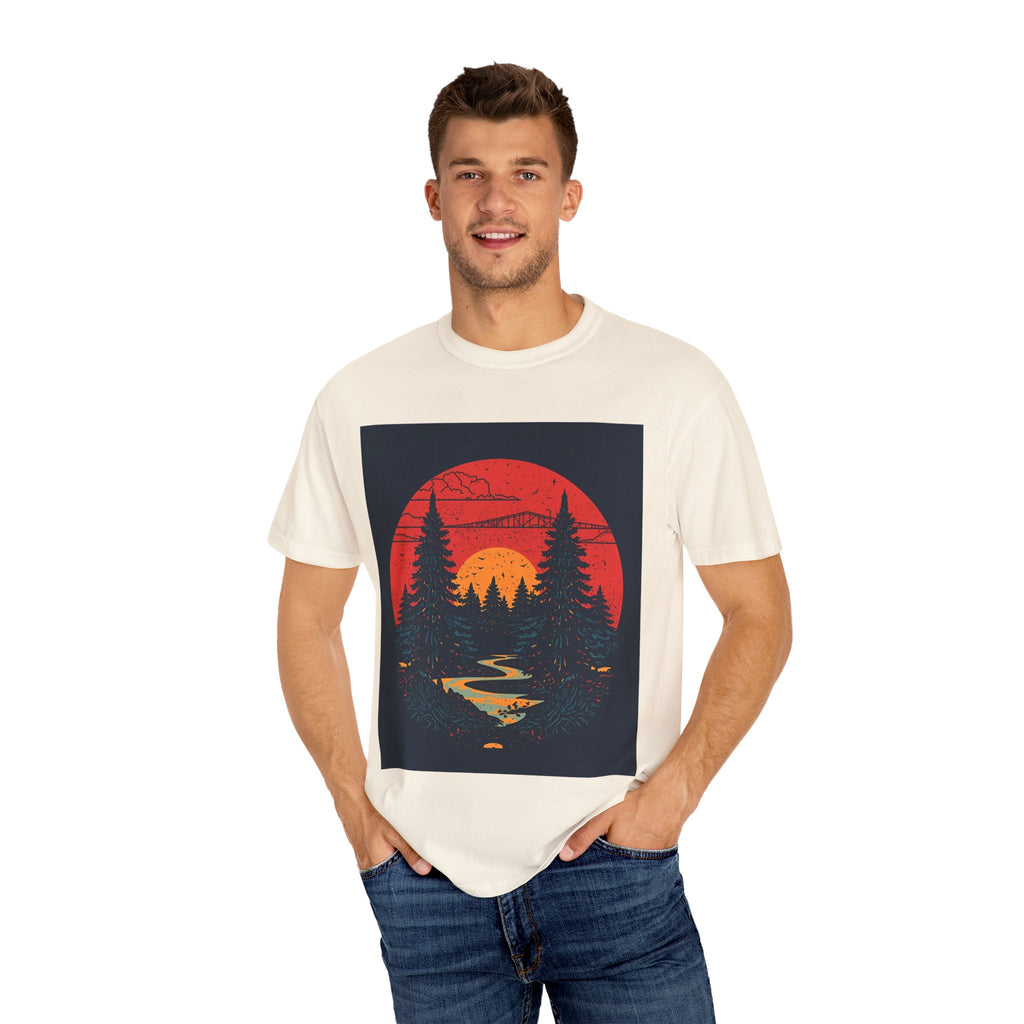 Sunset Forest Unisex Tee, Outdoor Adventure Shirt, Nature Lover Gift, Casual Stylish Top, Fall Fashion T-shirt
