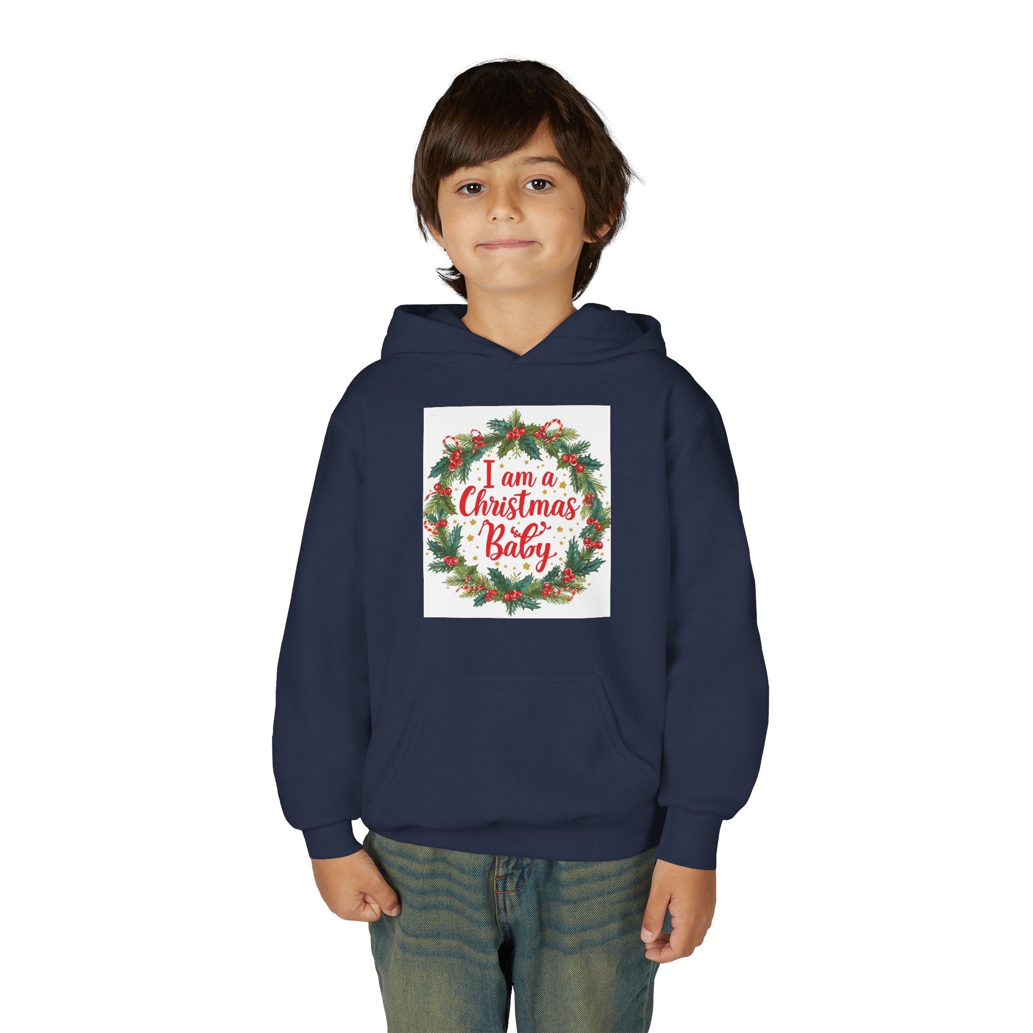 I Am A Christmas Baby Youth Heavy Blend Hooded Sweatshirt