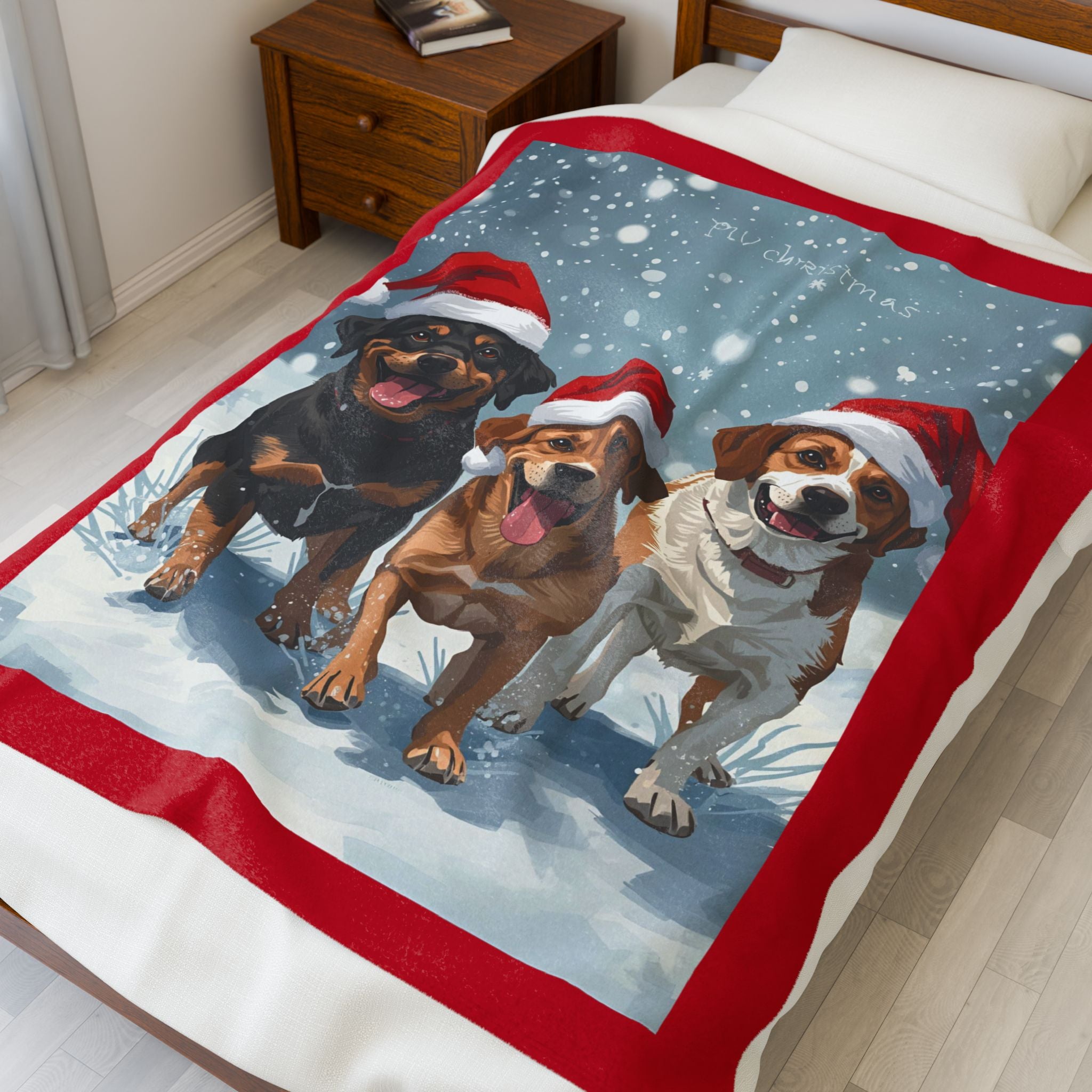 Cute Christmas Dogs Festive Pet-Themed Velveteen Plush Blanket, Cozy Holiday Decor, Dog Lover Gift, Christmas Blanket, Winter Home Accessories