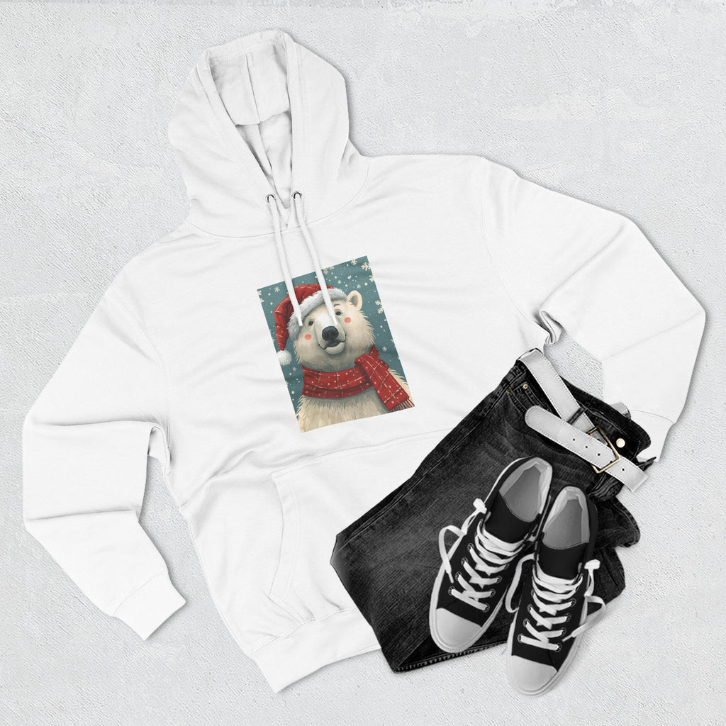 Cozy Polar Bear Holiday Hoodie, Winter Fleece Sweatshirt, Christmas Gift, Cute Animal Hoodie, Festive Apparel, Seasonal Wear