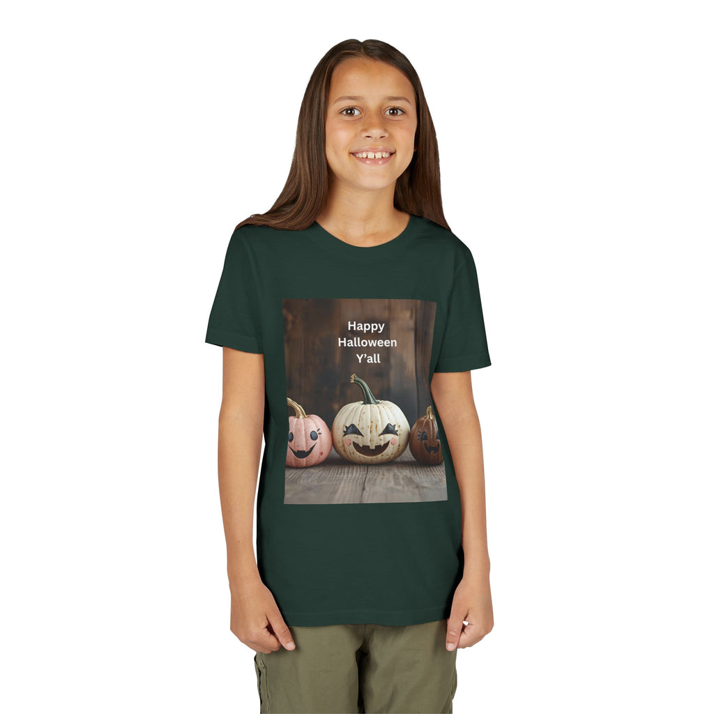 Happy Halloween Youth Tee, Kids Halloween Shirt, Pumpkin T-Shirt, Fall Festival Apparel, Trick or Treat Wear, Spooky Season Top