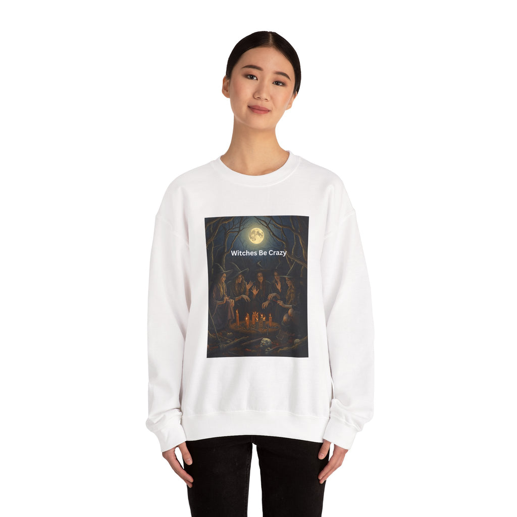Spooky Halloween Witches Be Crazy Crewneck Sweatshirt, Cozy Halloween Apparel, Unisex Fall Fashion, Witchy Gifts, Casual Everyday Wear