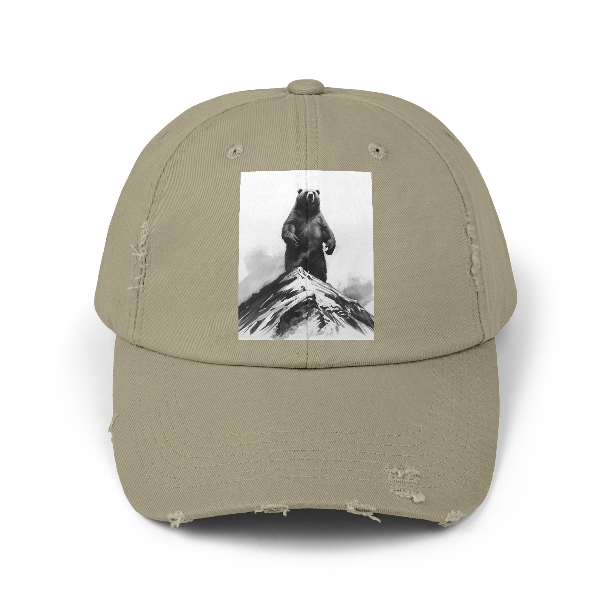 Bear Mountain Snow Unisex Distressed Cap