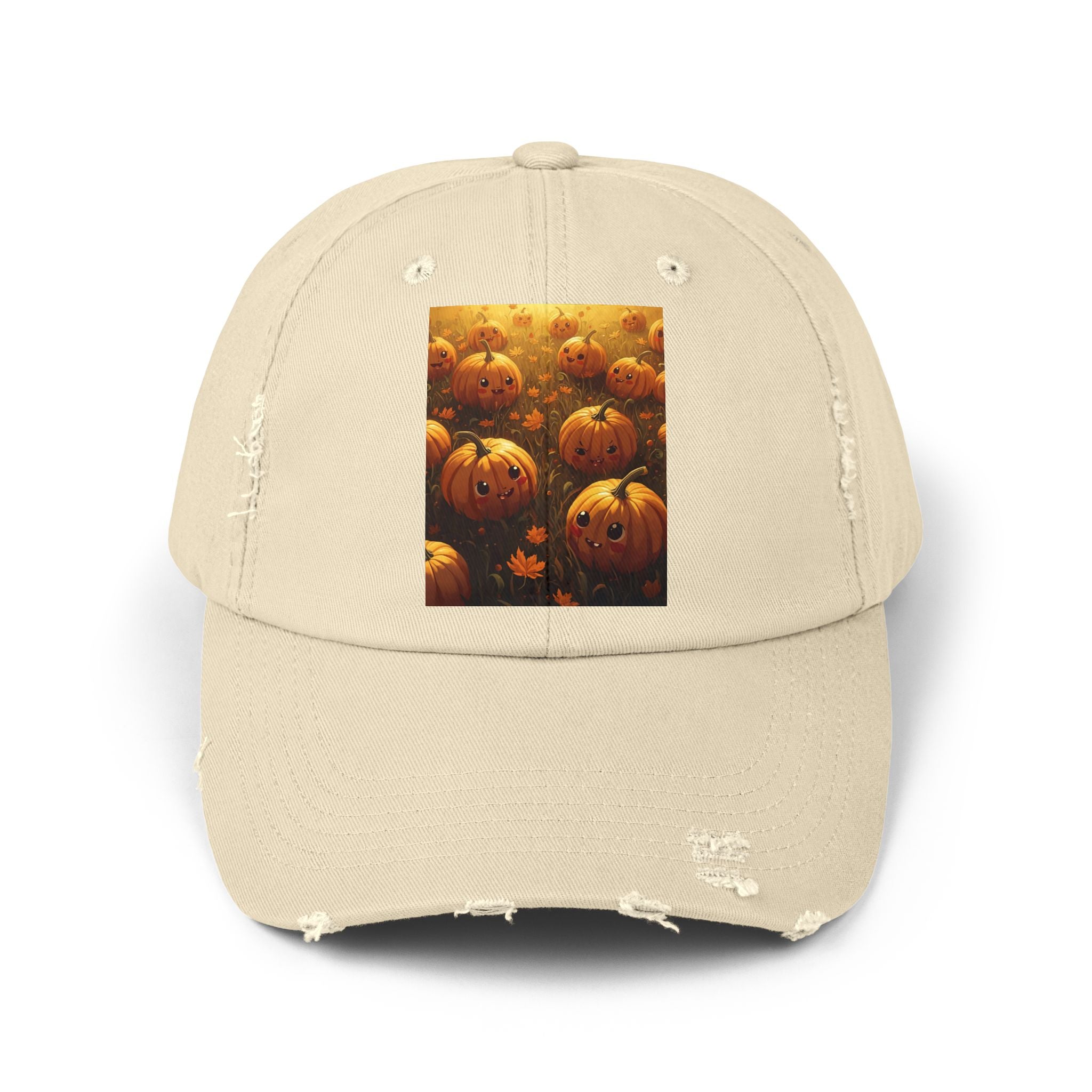 Unisex Distressed Pumpkin Cap, Vintage Halloween Hat, Fall Fashion Accessory, Casual Everyday Wear, Gift for Pumpkin Lovers