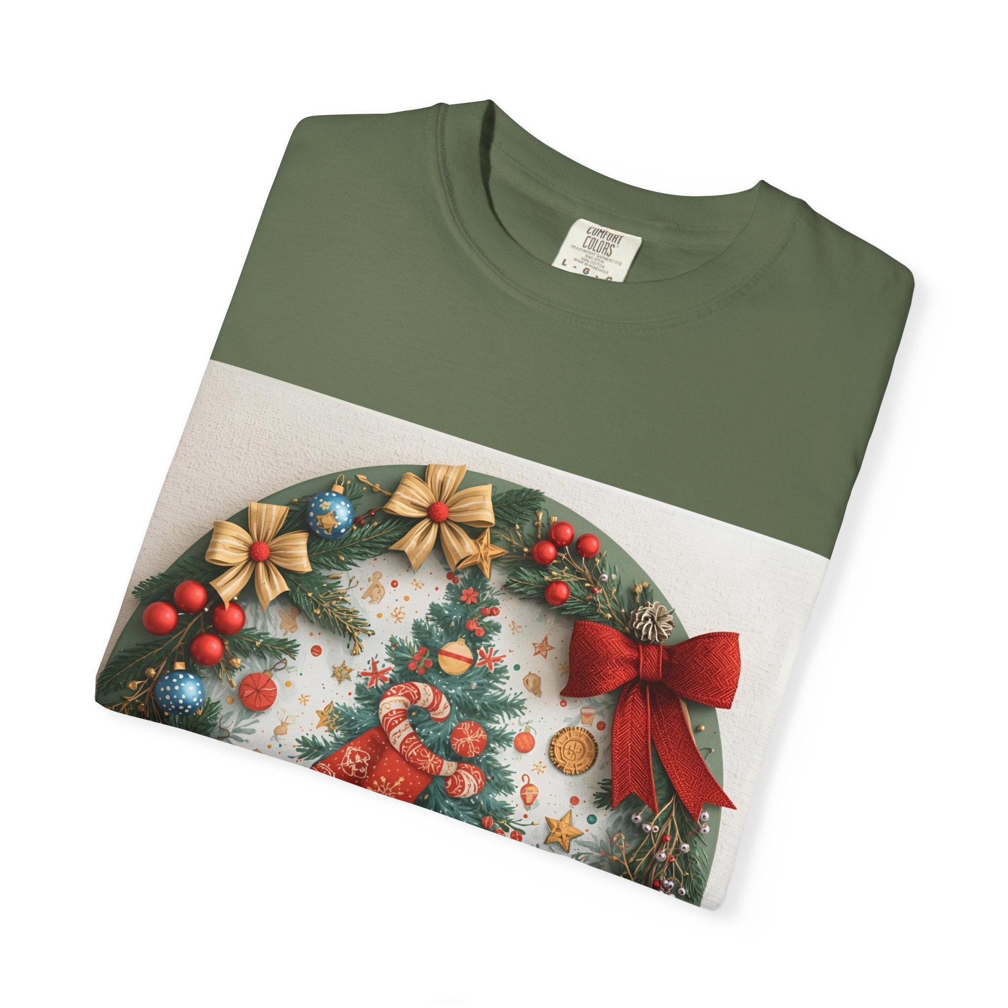 Christmas Wreath Festive Christmas T-shirt, Unisex Holiday Tee, Cheerful Xmas Apparel, Perfect Gift, Winter Celebration Wear, Christmas Spirit Shirt