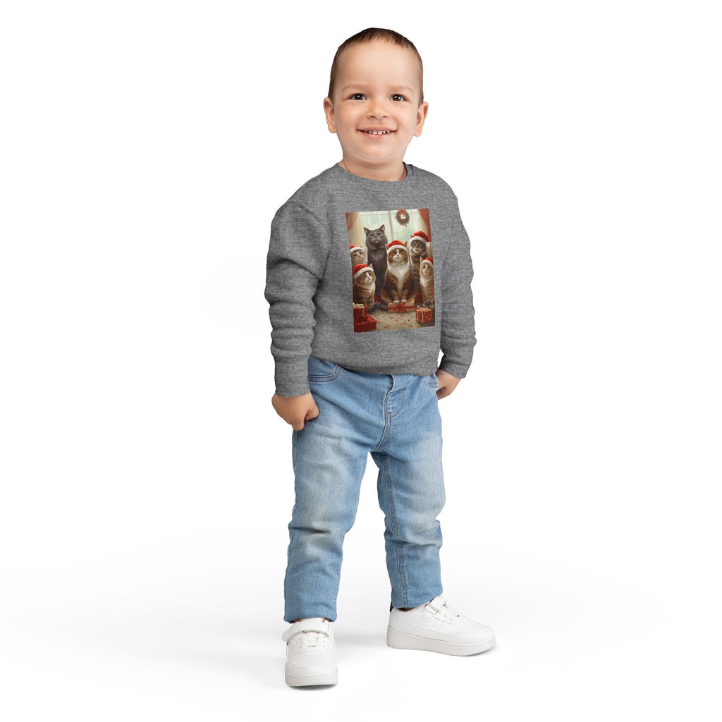 Cute Festive Christmas Cat Toddler Sweatshirt