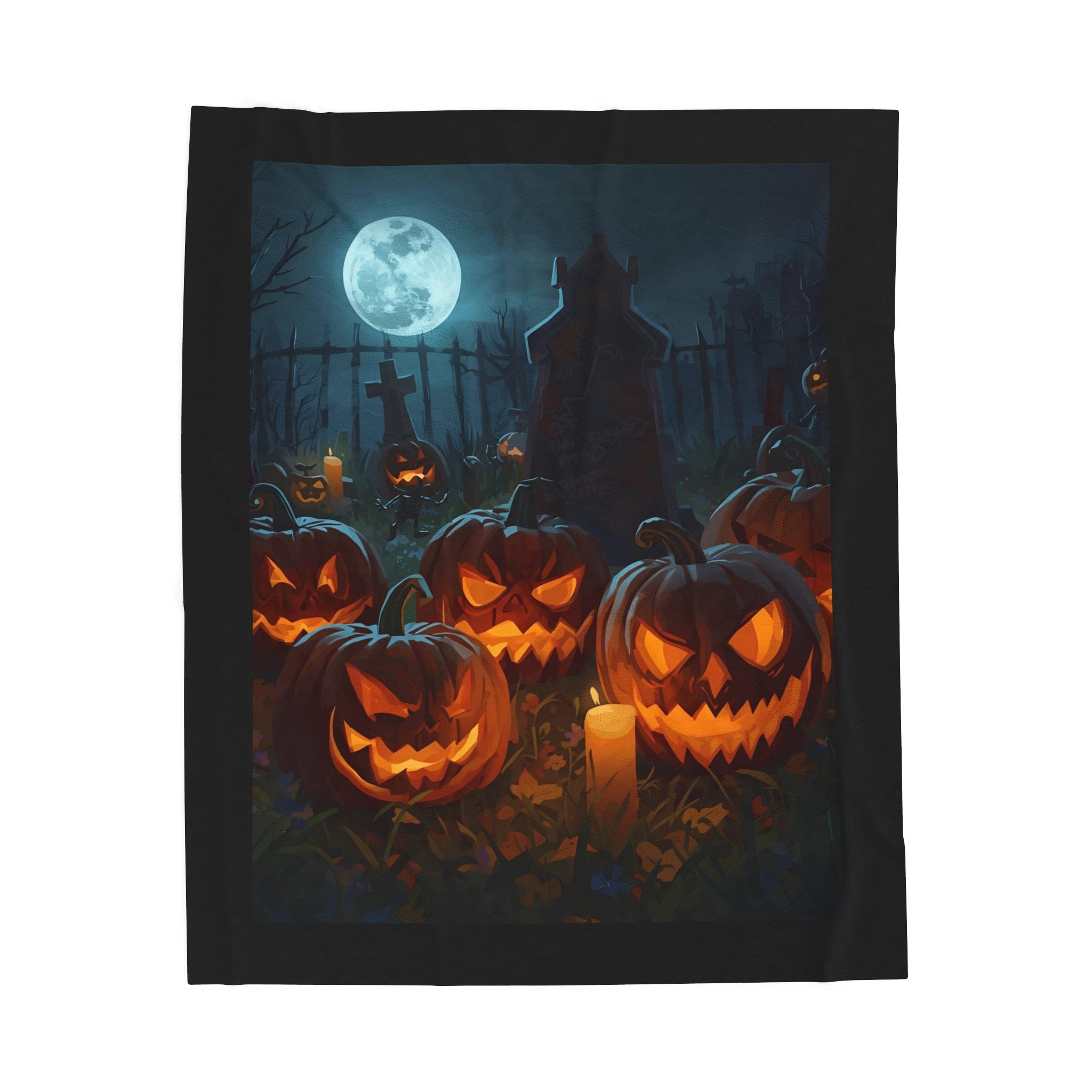 Halloween Themed Scary Pumpkin Velveteen Plush Blanket, Cozy Fall Decor, Seasonal Gift, Spooky Home Accent, Pumpkin Pattern Blanket