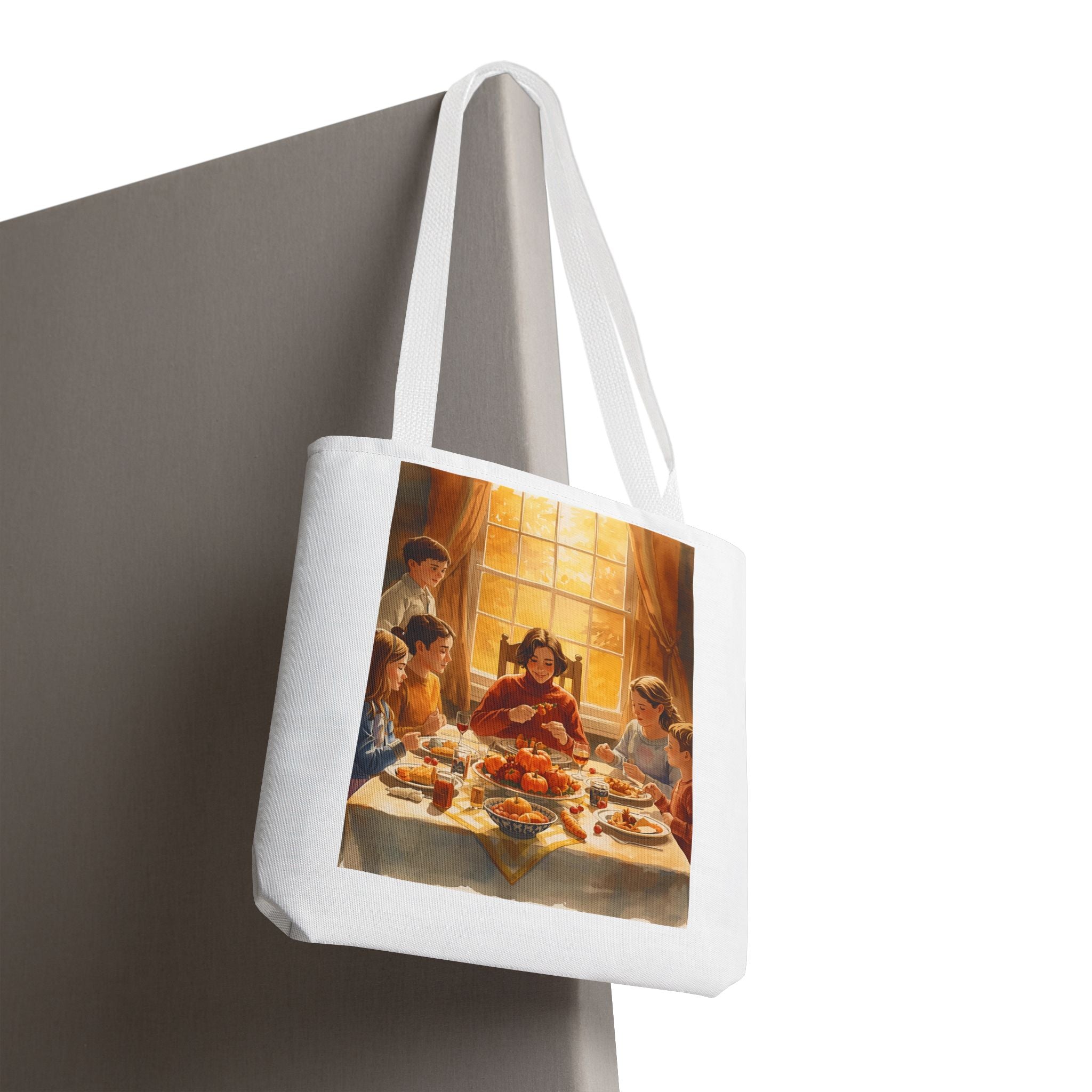 Artistic Family Dinner Tote Bag | Unique AOP Design for Gatherings, Picnics, Gifts, Home Decor, Everyday Use