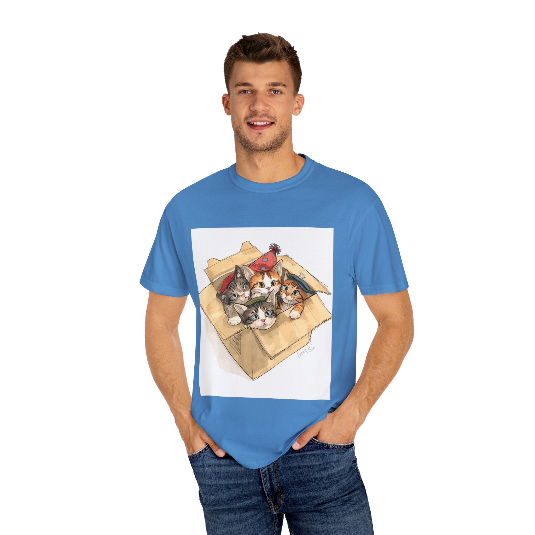 Cute Kittens In Box Unisex Garment-Dyed T-shirt