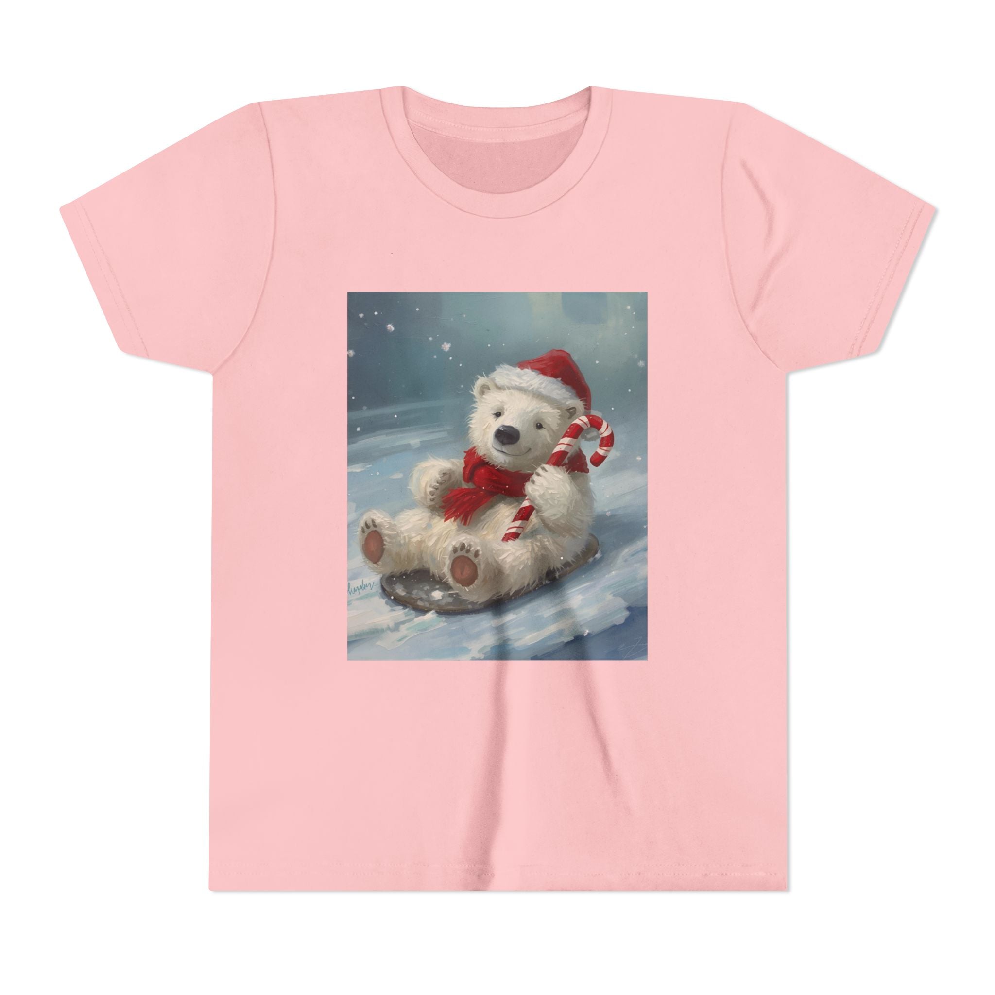 Cute Christmas Bear Youth Short Sleeve Tee