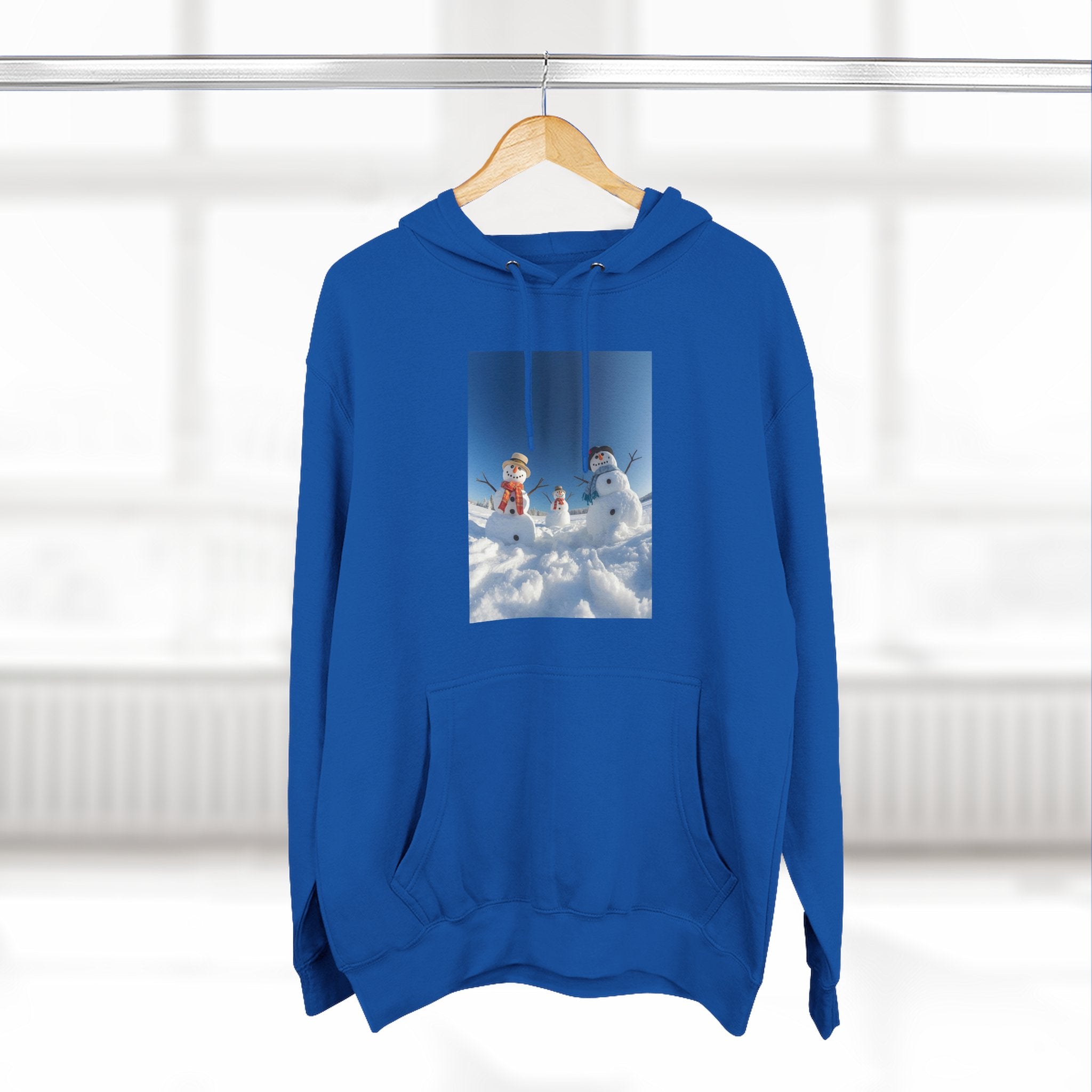 Cozy Fleece Hoodie with Fun Snowmen Design, Winter Wear, Gift for Christmas, Birthday Present, Casual Outfit, Hoodie for Snow Lovers
