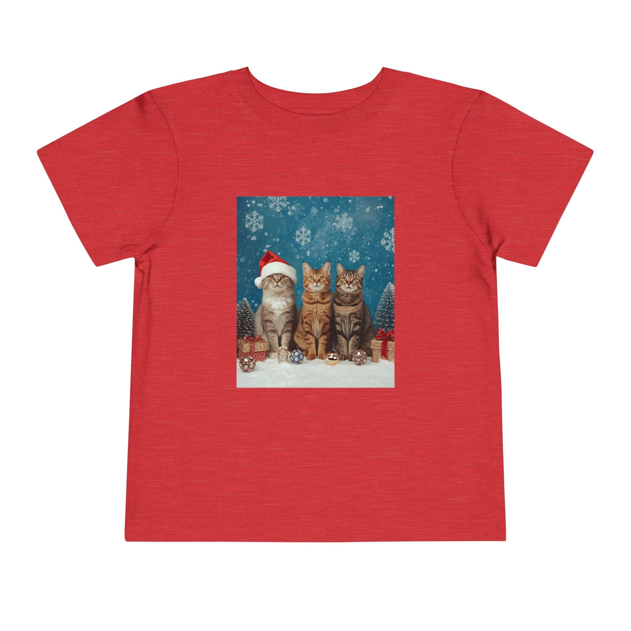 Cute Cat Festive Christmas Toddler Short Sleeve Tee