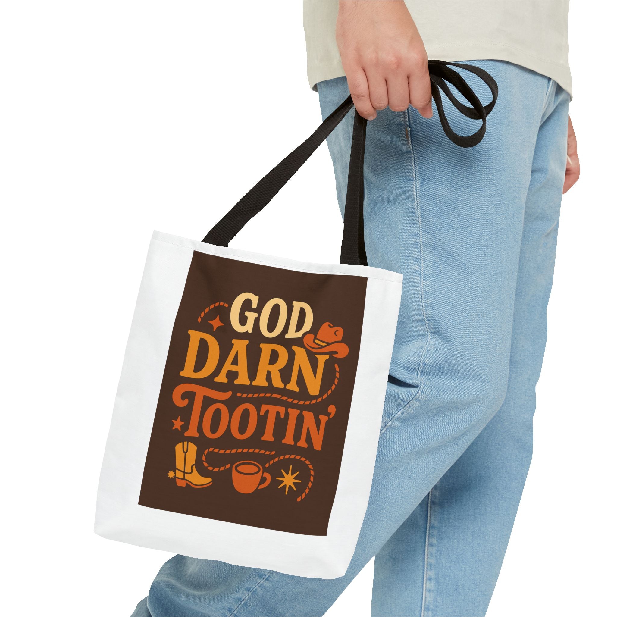 Western-Themed Tote Bag with 'God Darn Tootin' Design, Cowgirl Tote, Funny Grocery Bag, Cowboy Gift, Unique Beach Bag, Tote for Festivals