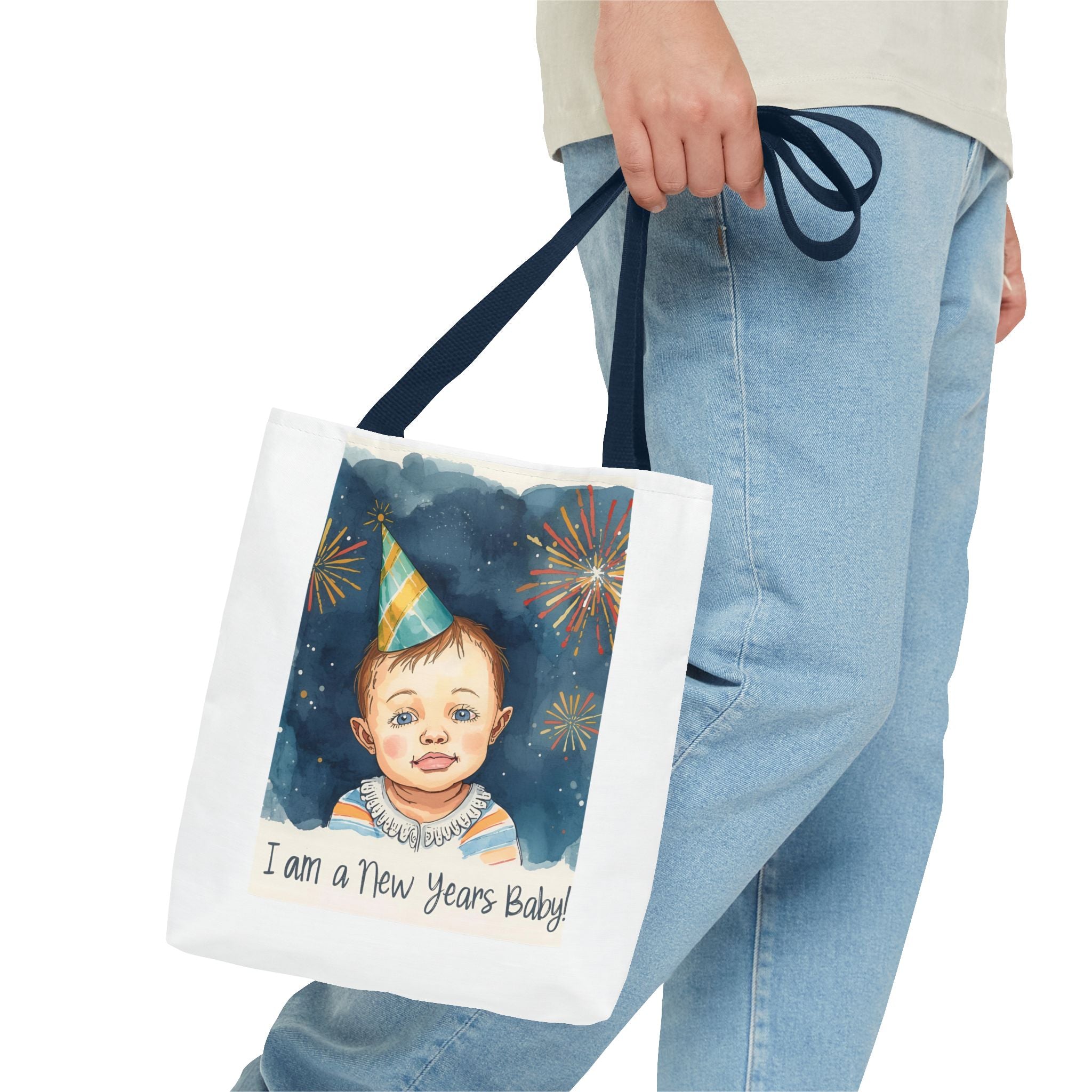 New Year's Baby Tote Bag, Cute Baby Gift, Celebration Bag, New Year Party Accessory, AOP Design, Family Gathering