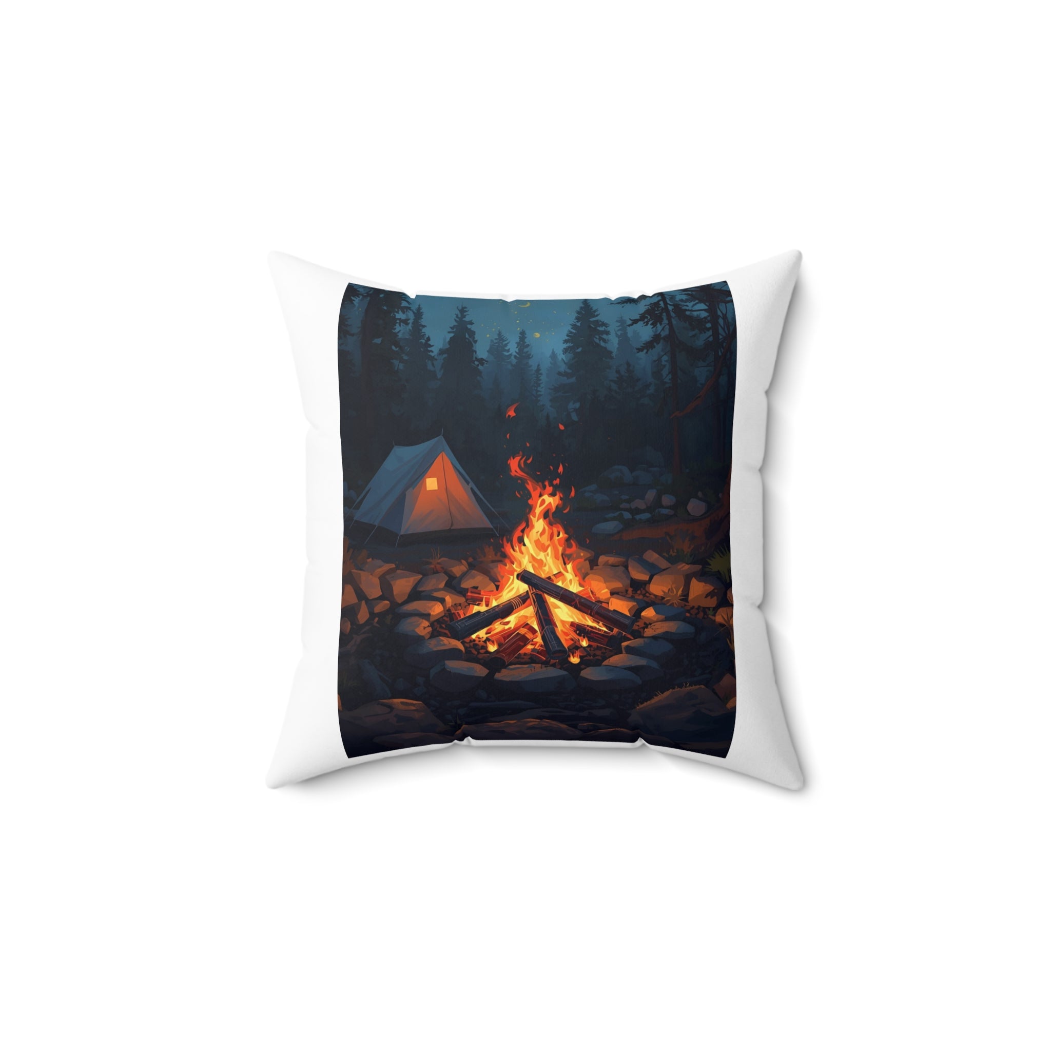 Cozy Camping Vibes Square Pillow, Outdoor Decor, Camping Gift, Rustic Home Accent, Nature Lover's Cushion