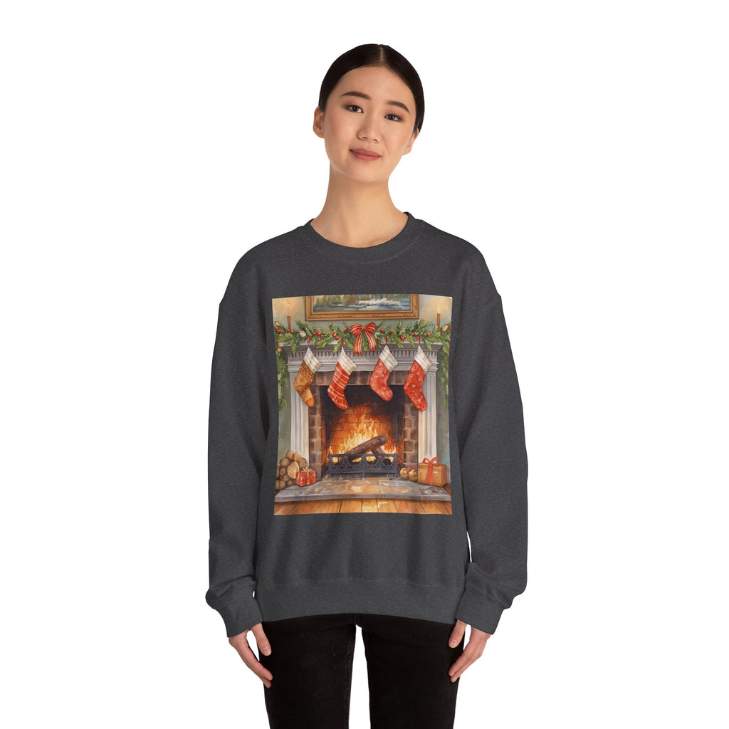 Christmas Stocking Fireplace Unisex Heavy Blend™ Crewneck Sweatshirt
