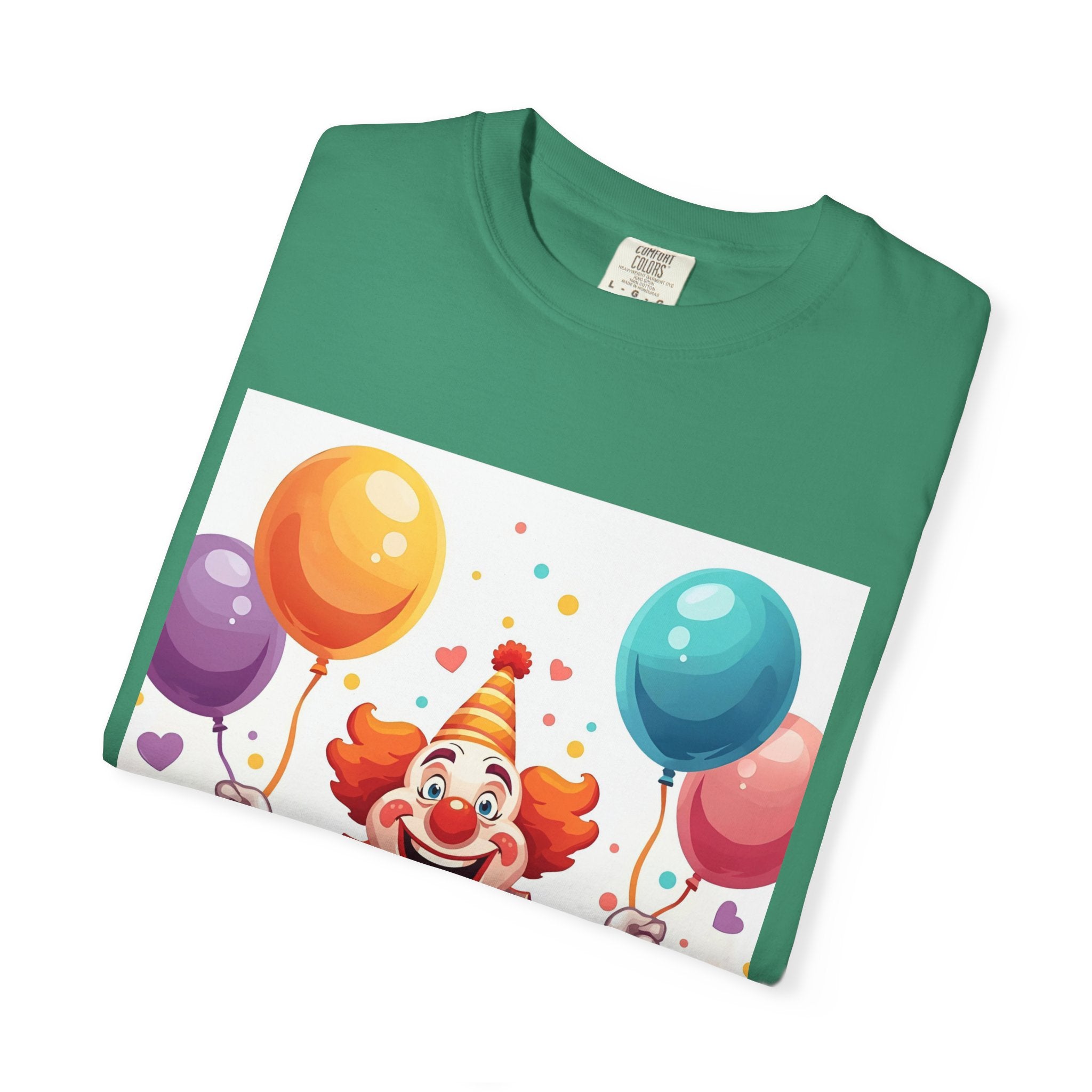 Colorful Clown Balloon T-Shirt, Fun Graphic Tee, Unisex party shirt, Circus themed apparel, Birthday gift for kids