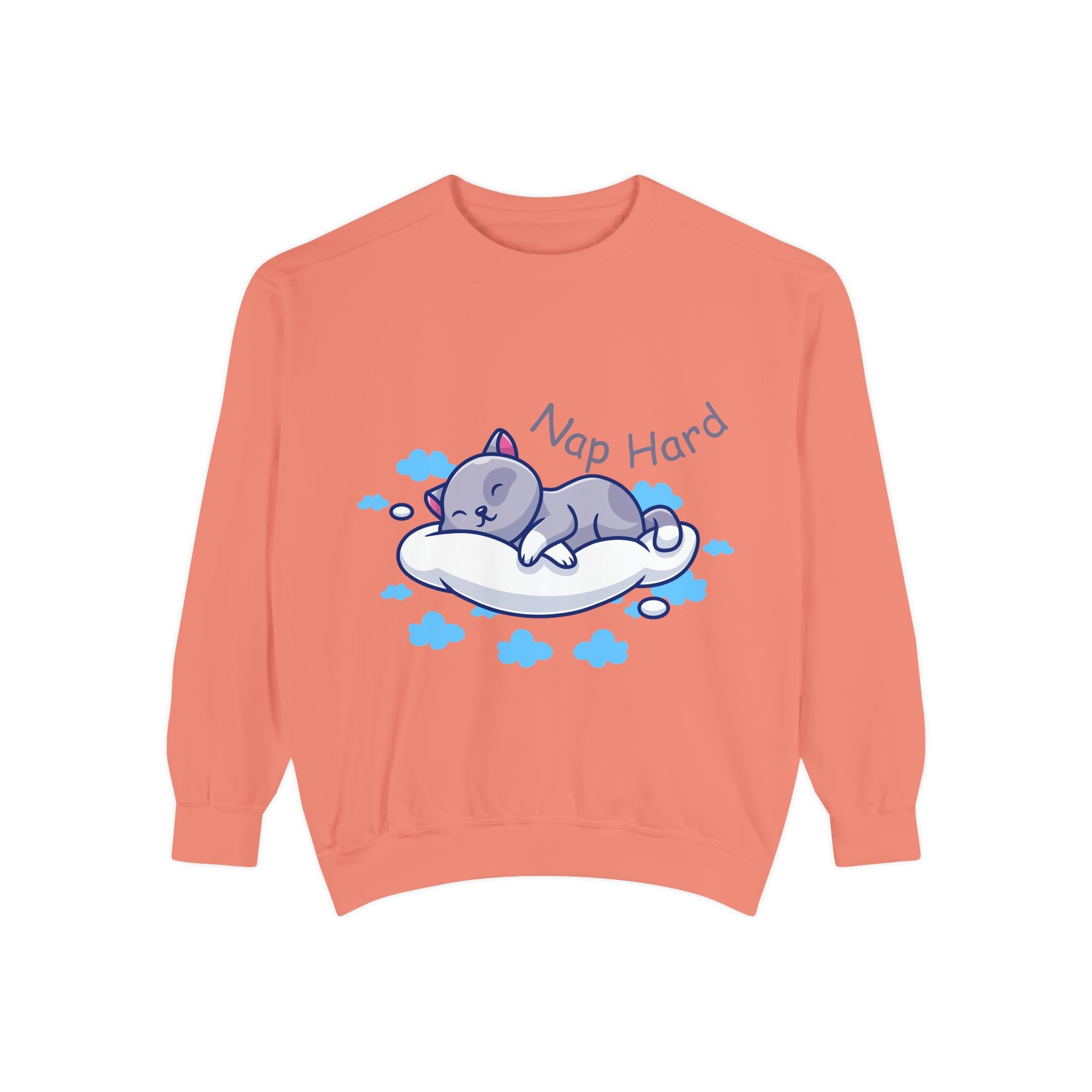 Cozy Cat Nap Hard Unisex Garment-Dyed Sweatshirt