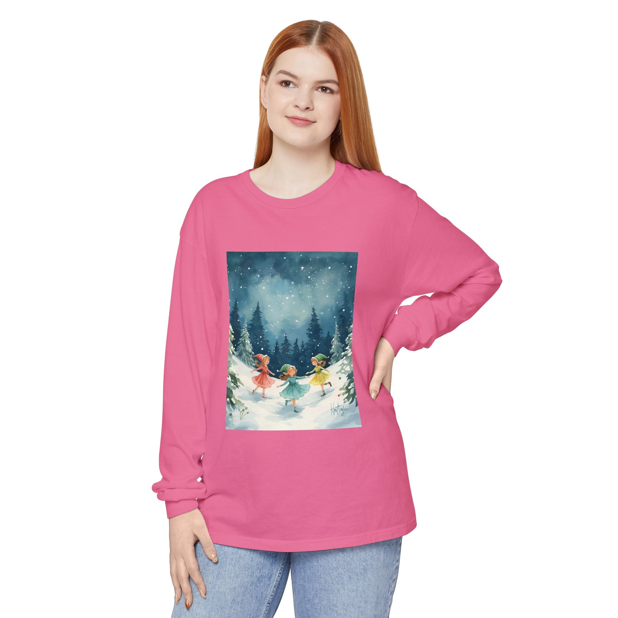 Winter Wonderland Long Sleeve T-Shirt, Cozy Graphic Tee, Perfect for Holidays, Gift for Her, Winter Apparel, Seasonal Fashion