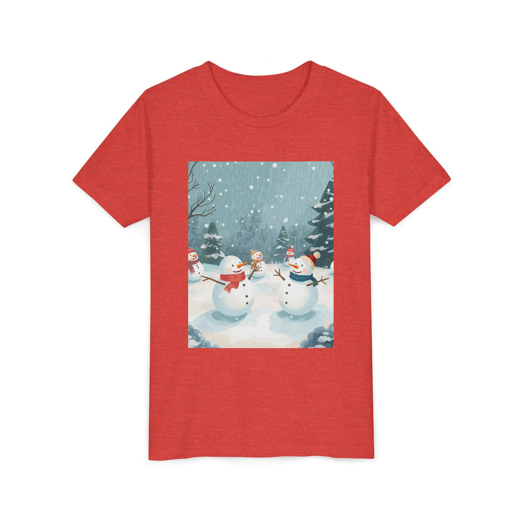 Festive Christmas Snowman Youth Short Sleeve Tee