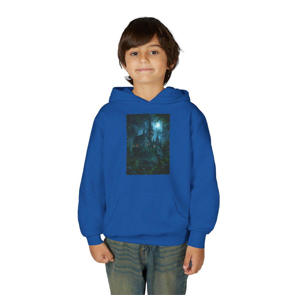 Mystical Night Scene Youth Hoodie | Perfect for Halloween, Cozy Days, Gifts for Kids, Adventure Apparel