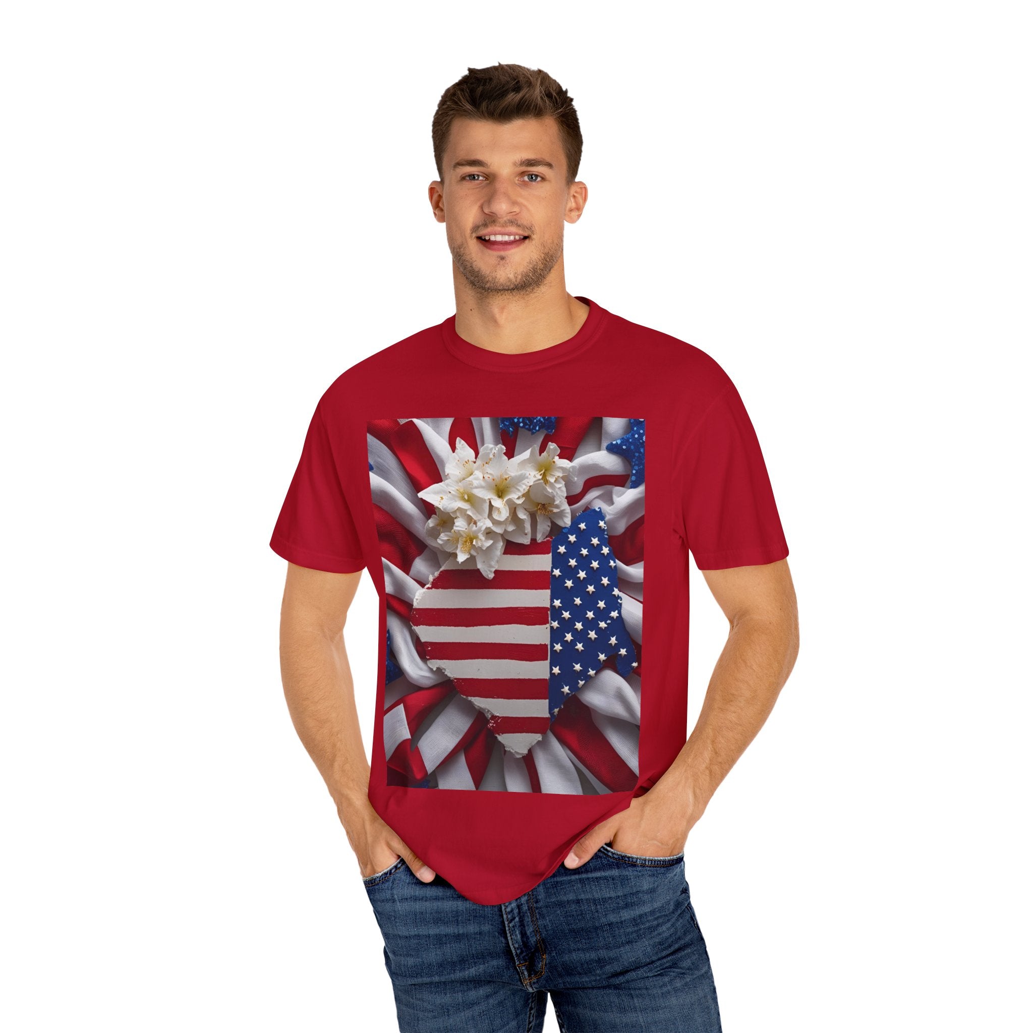 Patriotic Heart T-shirt for Festive Celebrations, 4th of July Apparel, Unisex Graphic Tee, American Pride Shirt, Independence Day Gift