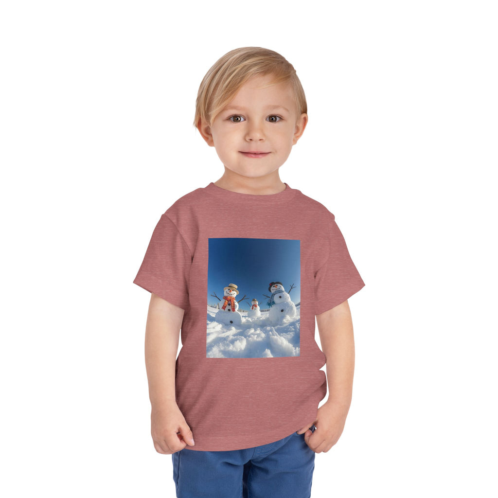 Festive Christmas Snowman Family Toddler Short Sleeve Tee