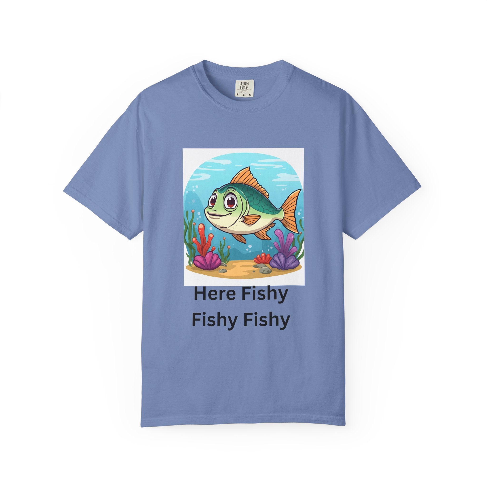Playful Fish T-Shirt for Nature Lovers, Here Fishy Fishy Fishy Tee, Unisex Casual Wear, Perfect for Birthdays, Summer Fun, Beach Outings