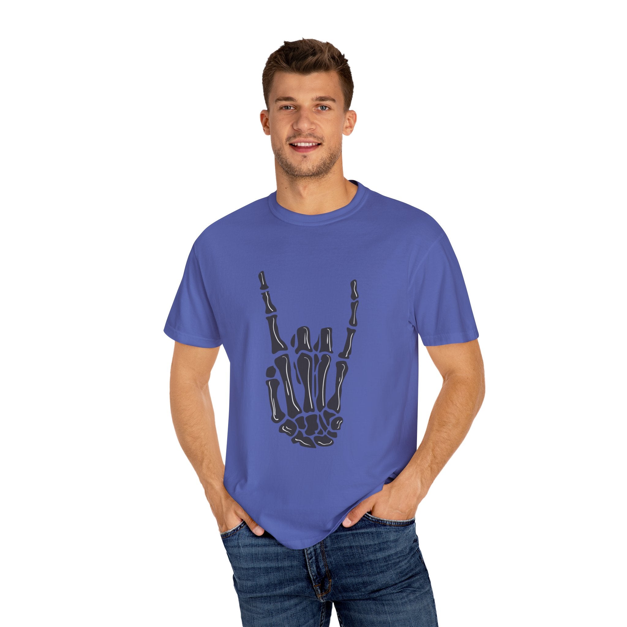 Skeleton Hand Rock On T-Shirt, Music Lover Apparel, Unisex Graphic Tee, Festival Outfit, Halloween Costume, Soft Cotton Shirt