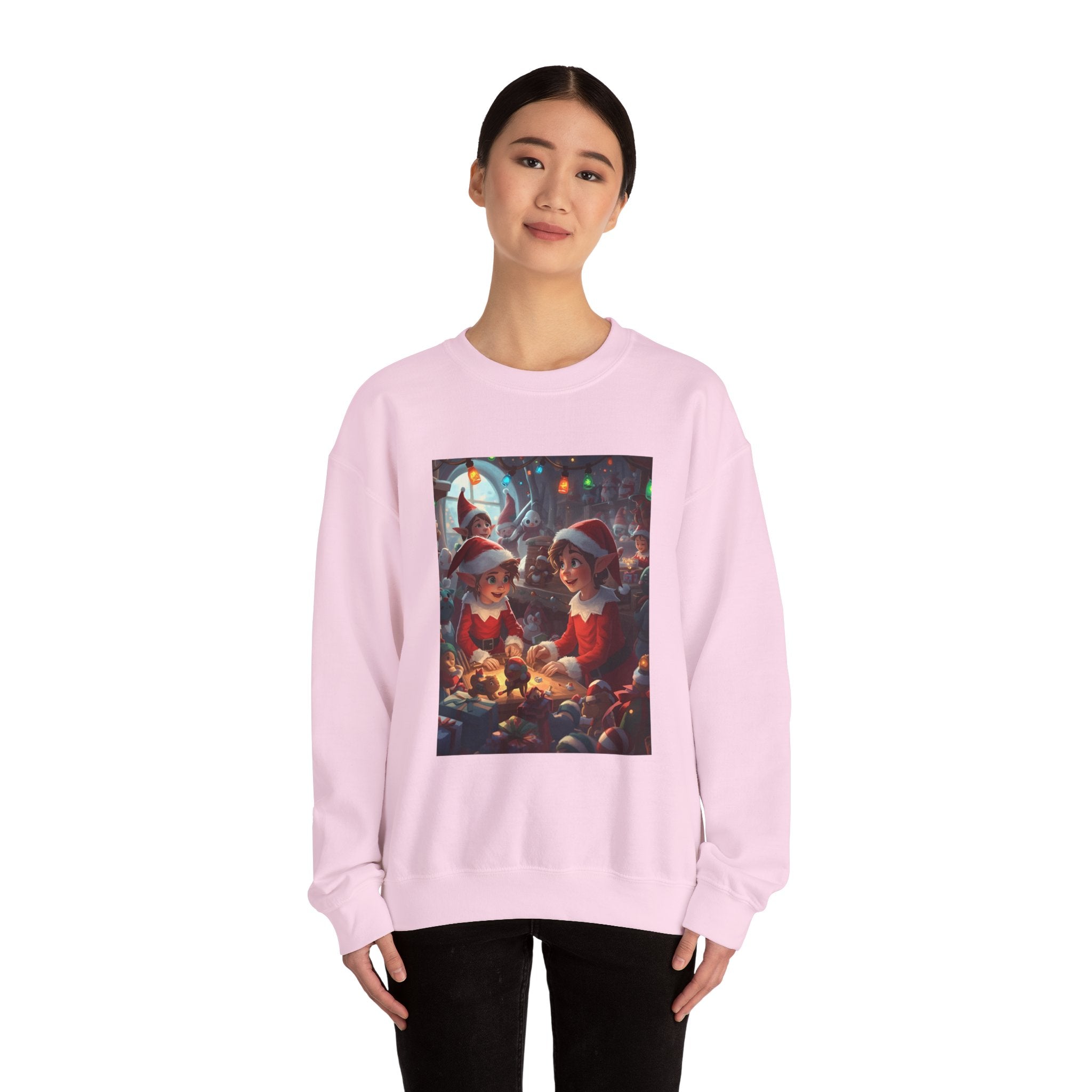 Christmas Elf Illustrative Sweatshirt, Christmas Gift, Holiday Apparel, Cozy Sweatshirt, Unisex Crewneck