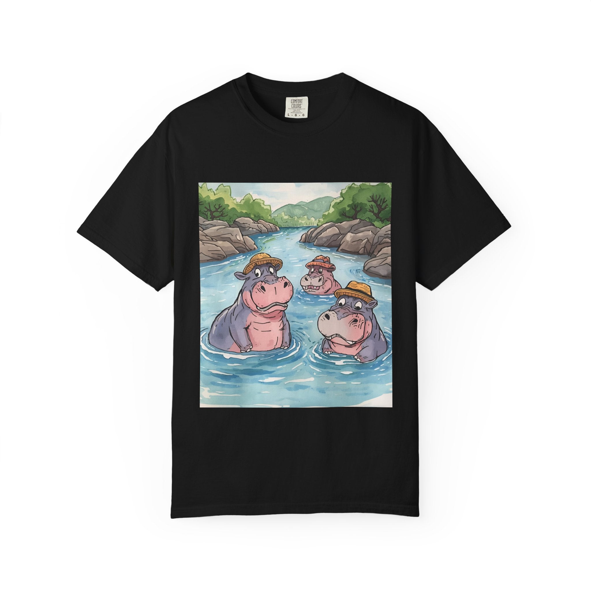 Hippo Adventure Unisex T-Shirt, Cute Animal Tee, Gift for Nature Lovers, Casual Wear, Birthday and Summer Vibe