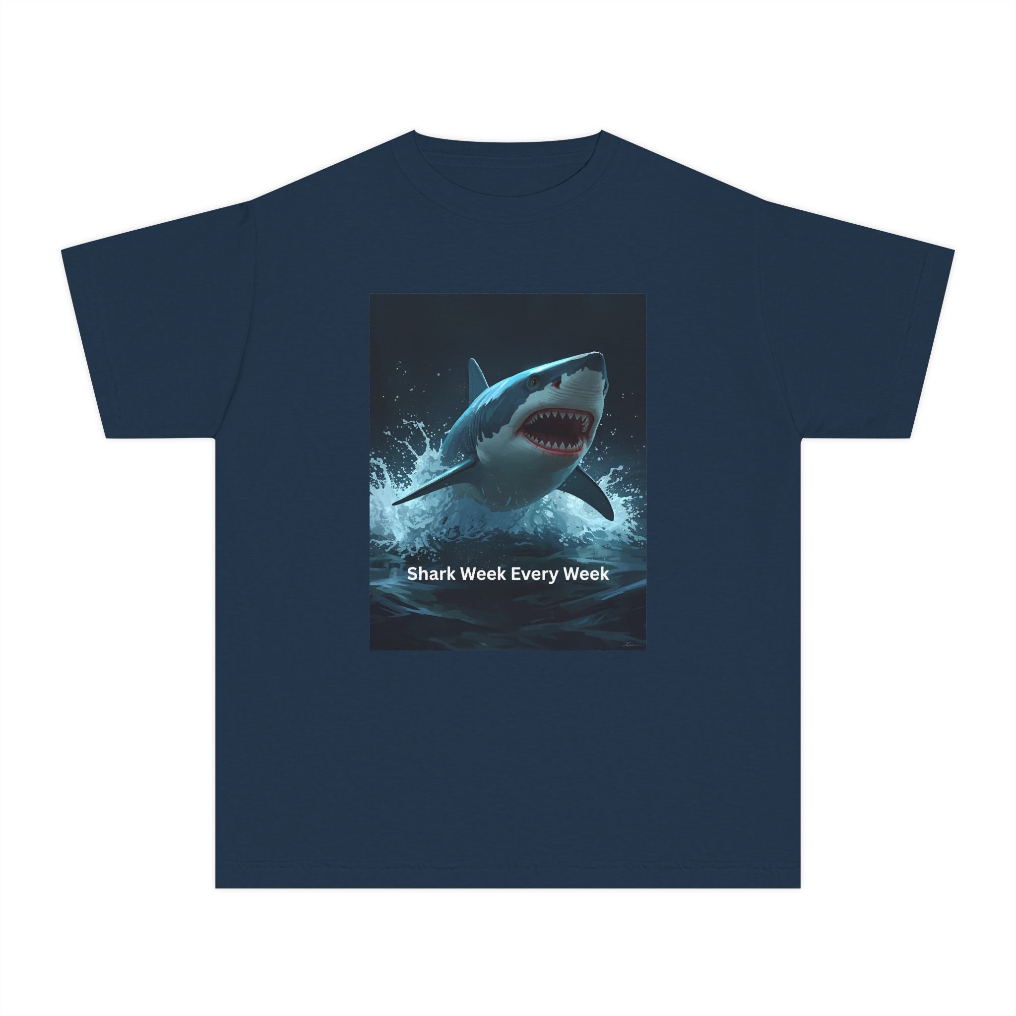Shark Week Youth Tee, Fun Shark Graphic Shirt, Kids Summer Apparel, Ocean Lover Gift, Beach Party Clothing