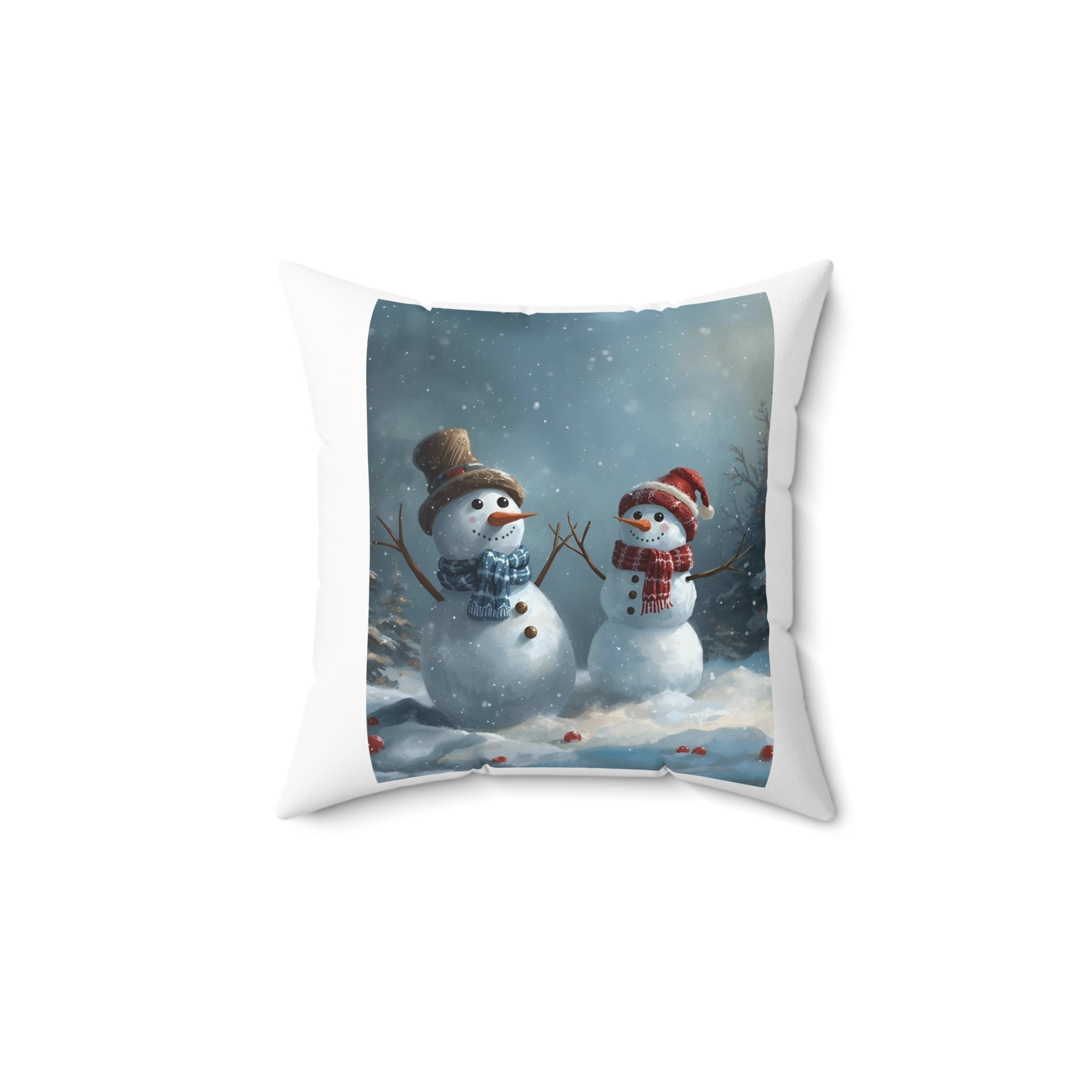 Christmas Snowman Spun Polyester Square Pillow