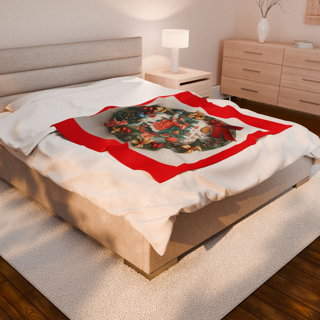 Christmas Wreath Velveteen Plush Blanket