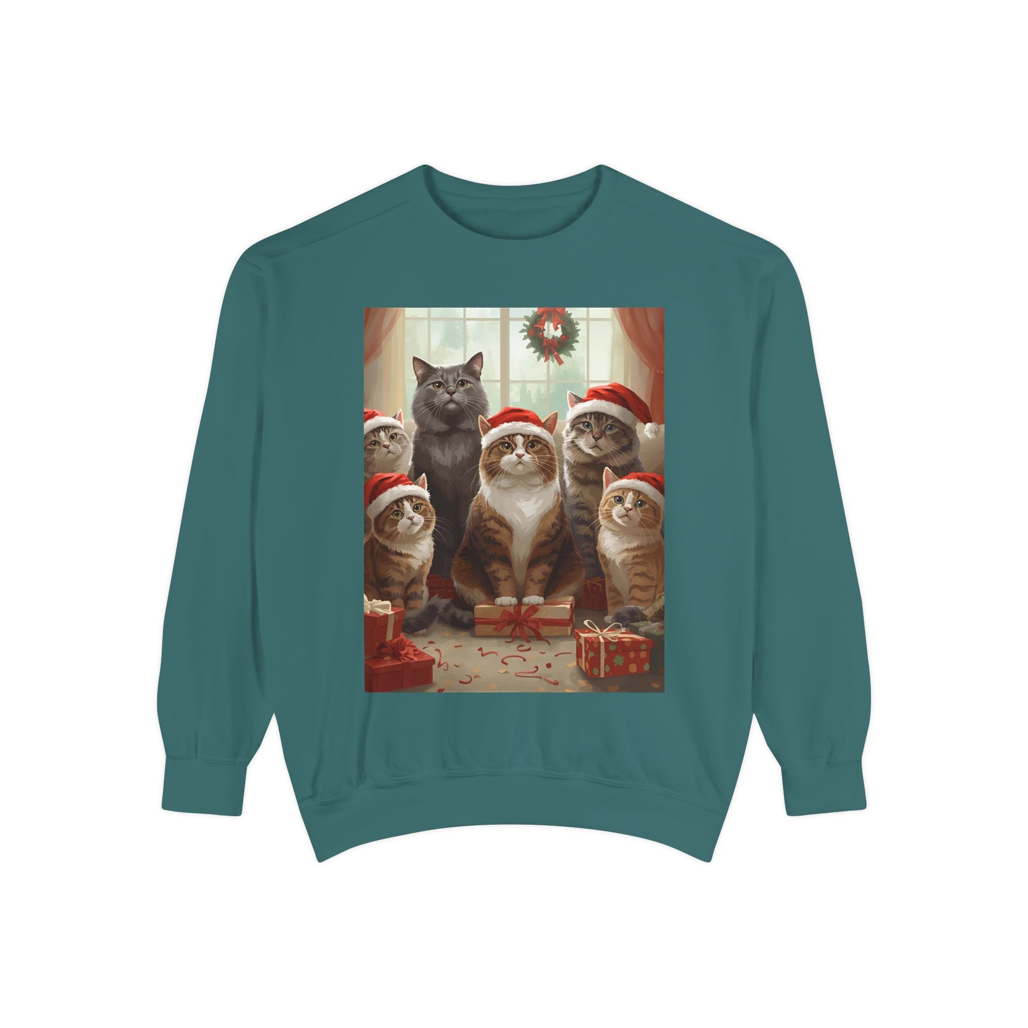 Cozy Holiday Cat Sweatshirt, Festive Sweatshirt for Cat Lovers, Christmas Gift for Pet Owners, Cute Cat Apparel, Winter Wardrobe Essential