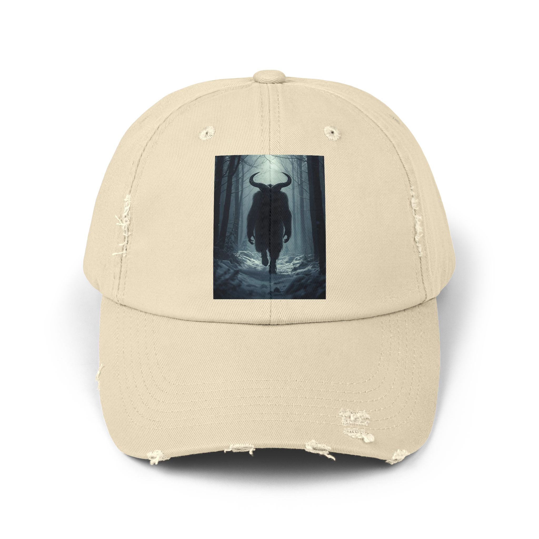 Spooky Forest Snow Creature Unisex Distressed Cap