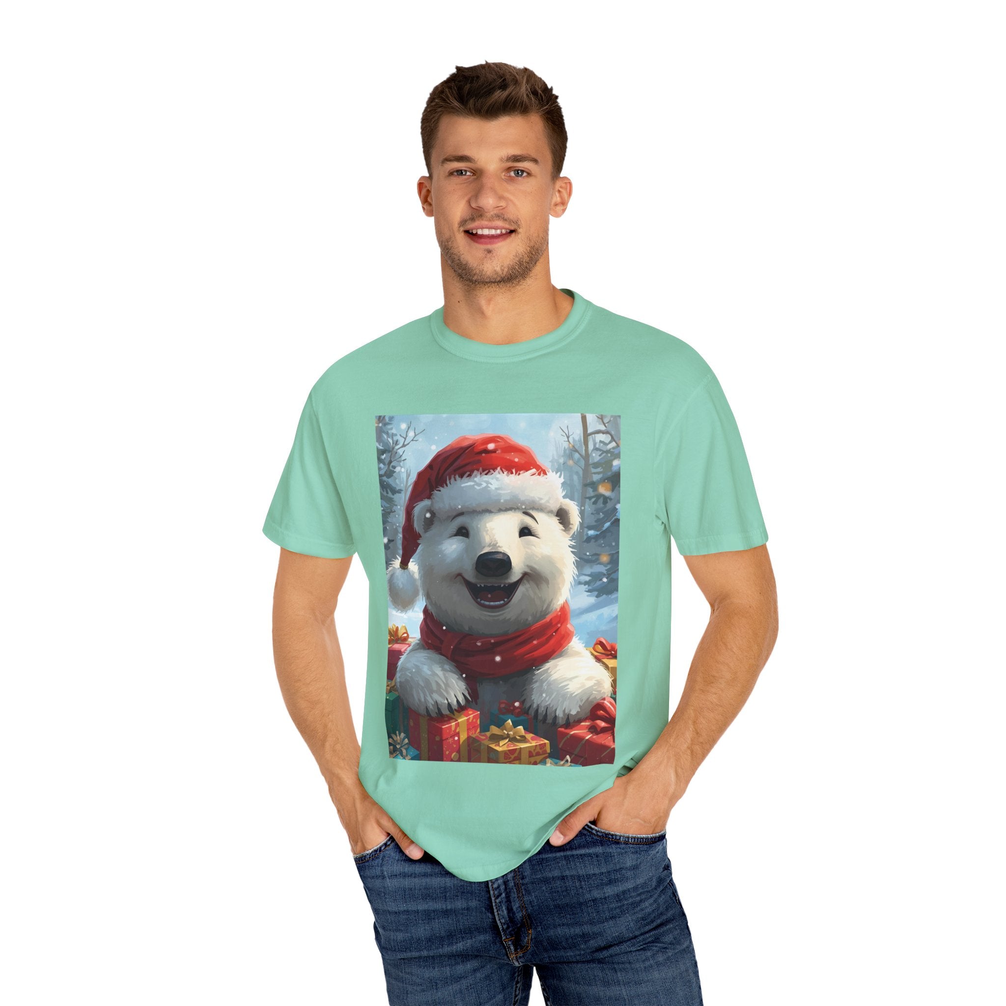 Christmas Polar Bear T-shirt, Holiday Tee, Unisex Gift Shirt, Winter Apparel, Cute Animal T-shirt