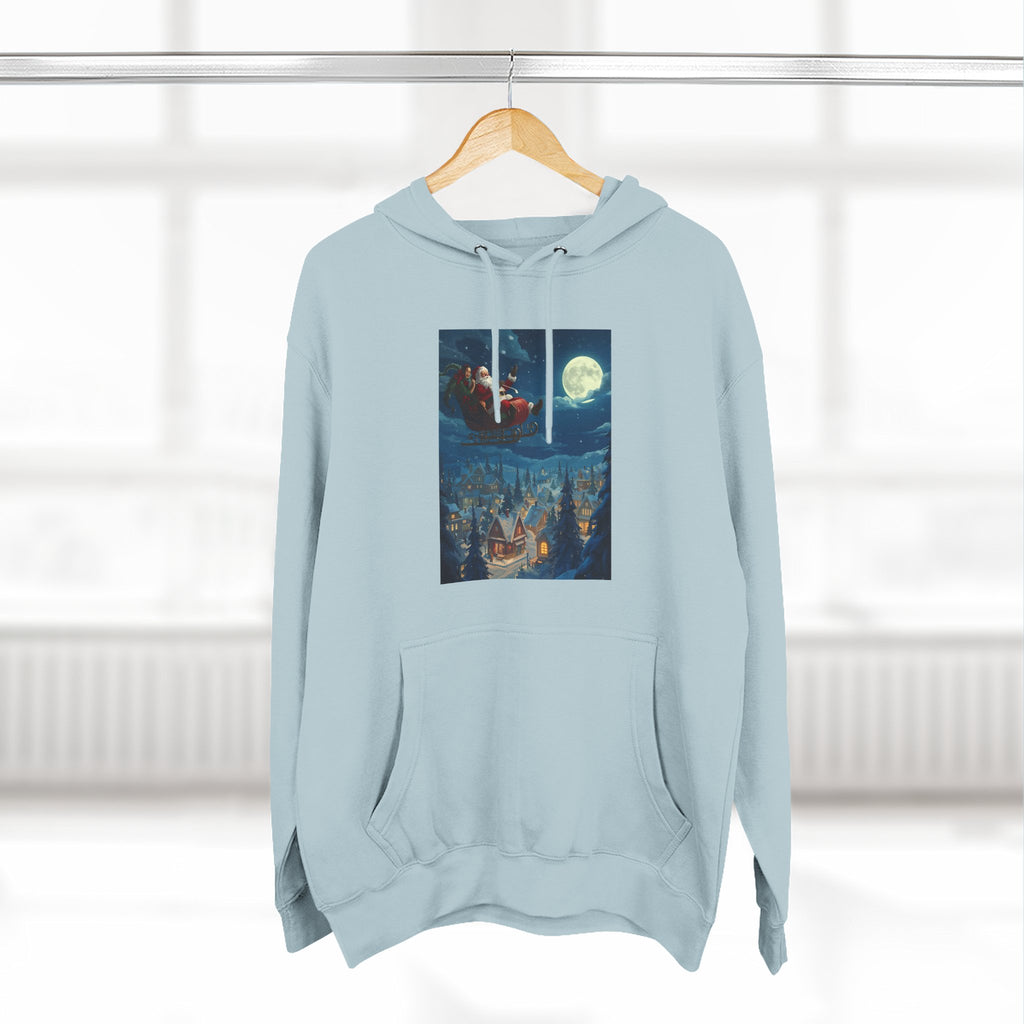 Christmas Santa Sleigh Three-Panel Fleece Hoodie