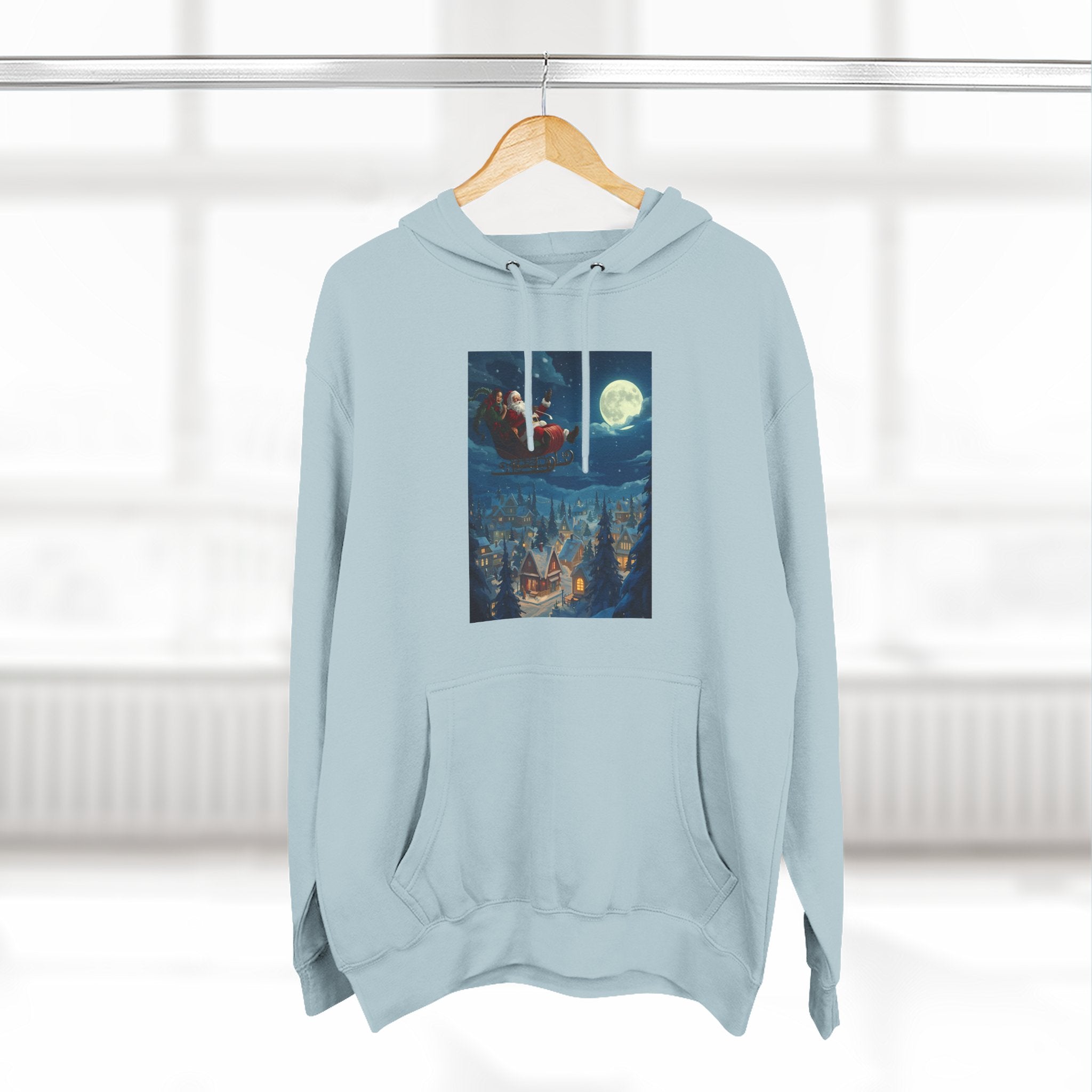 Christmas Santa Sleigh Three-Panel Fleece Hoodie