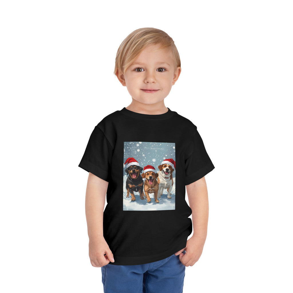 Cute Christmas Dogs Toddler Short Sleeve Tee