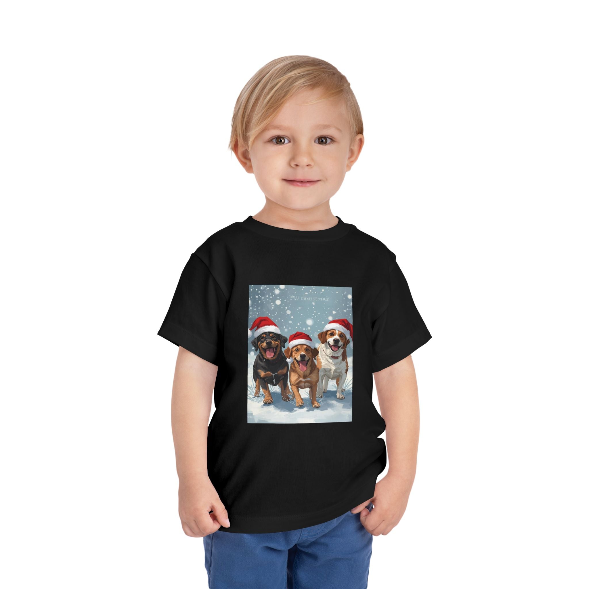 Cute Christmas Dogs Toddler Short Sleeve Tee