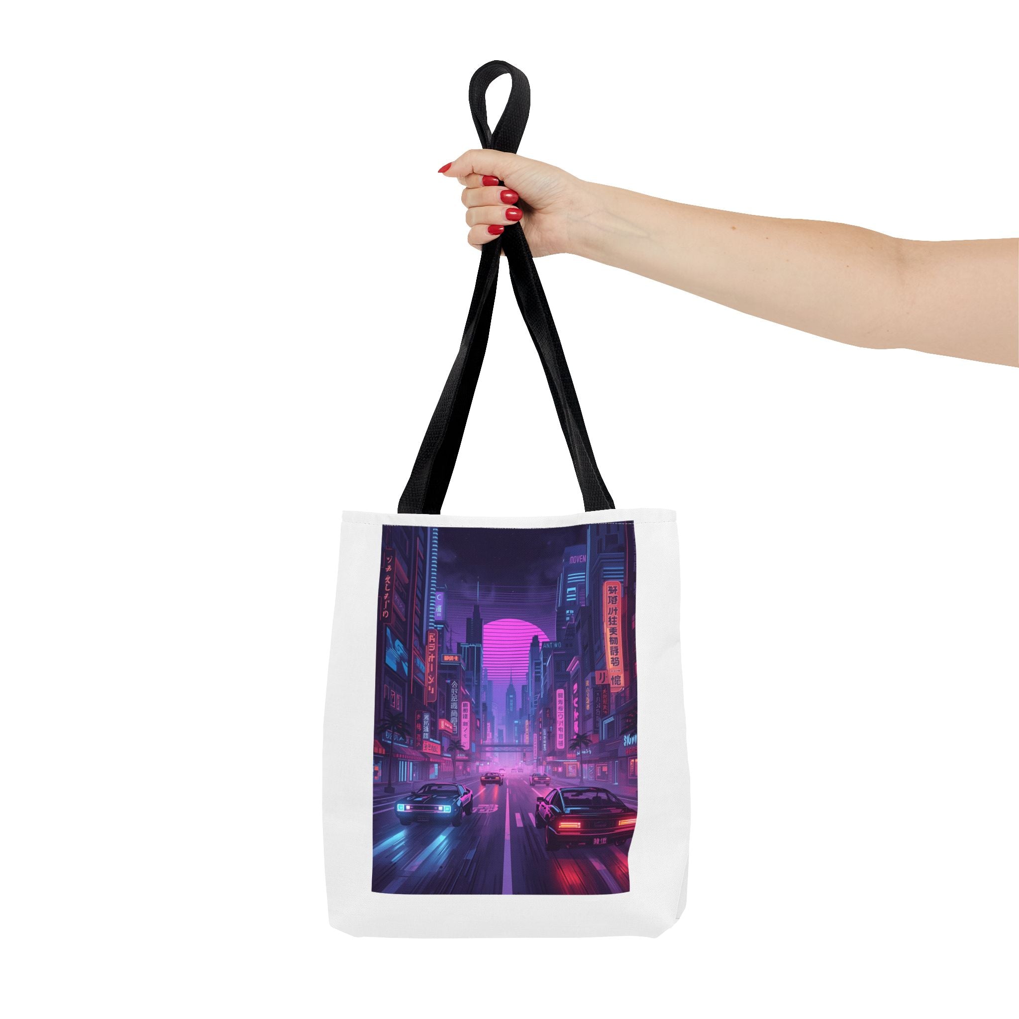 Futuristic Cityscape Tote Bag | AOP, Vintage Vibe, Travel Companion, Gift for Urban Explorers, Festival Accessory
