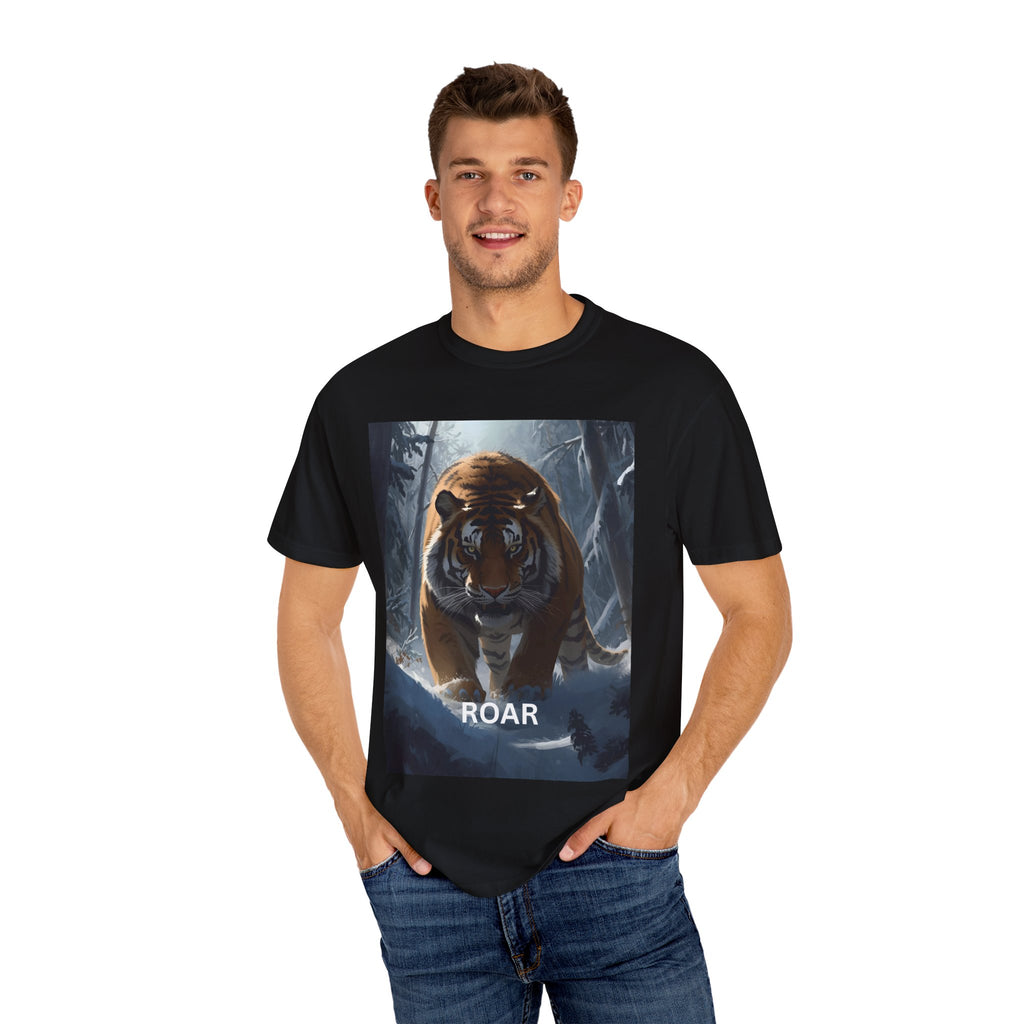 Tiger Roar Snow Unisex T-Shirt, Animal Lover Gift, Wildlife Tee, Casual Wear, Adventure Shirt, Nature Inspired Apparel