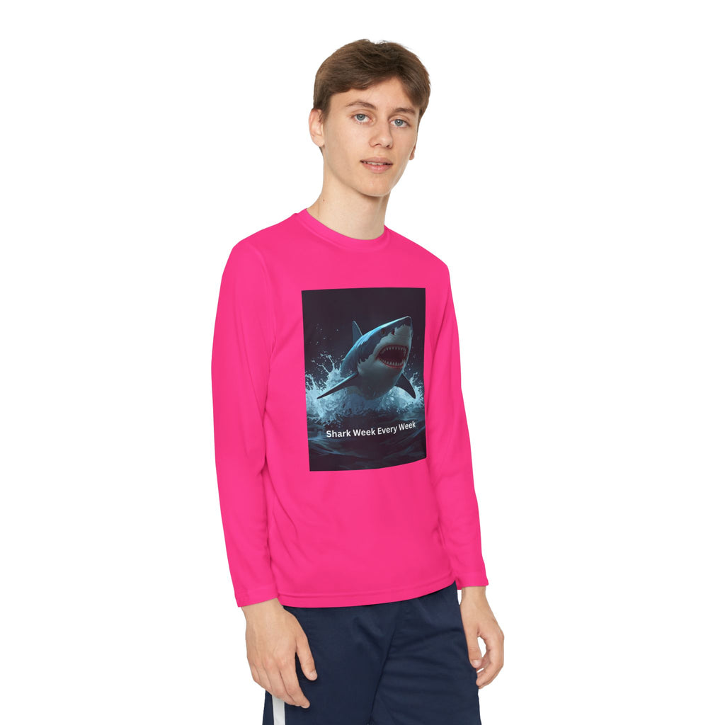 Shark Week Youth Long Sleeve Tee - Funny Ocean Shirt, Kids Gift, Summer Wear, Cool Tee, Swim Shirt, Beach Apparel