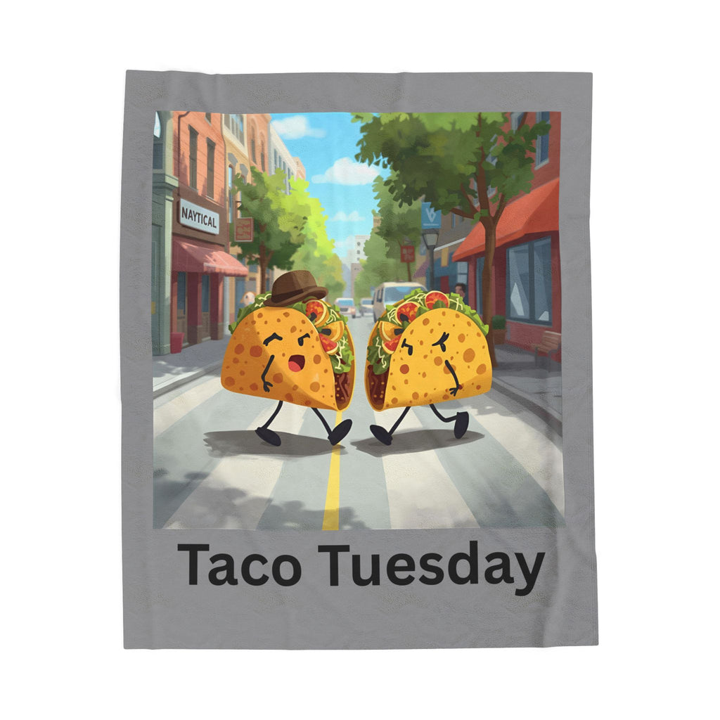 Taco Tuesday Velveteen Plush Blanket, Cozy Taco Blanket, Cute Throw Blanket, Unique Gift for Taco Lovers, Fun Home Decor