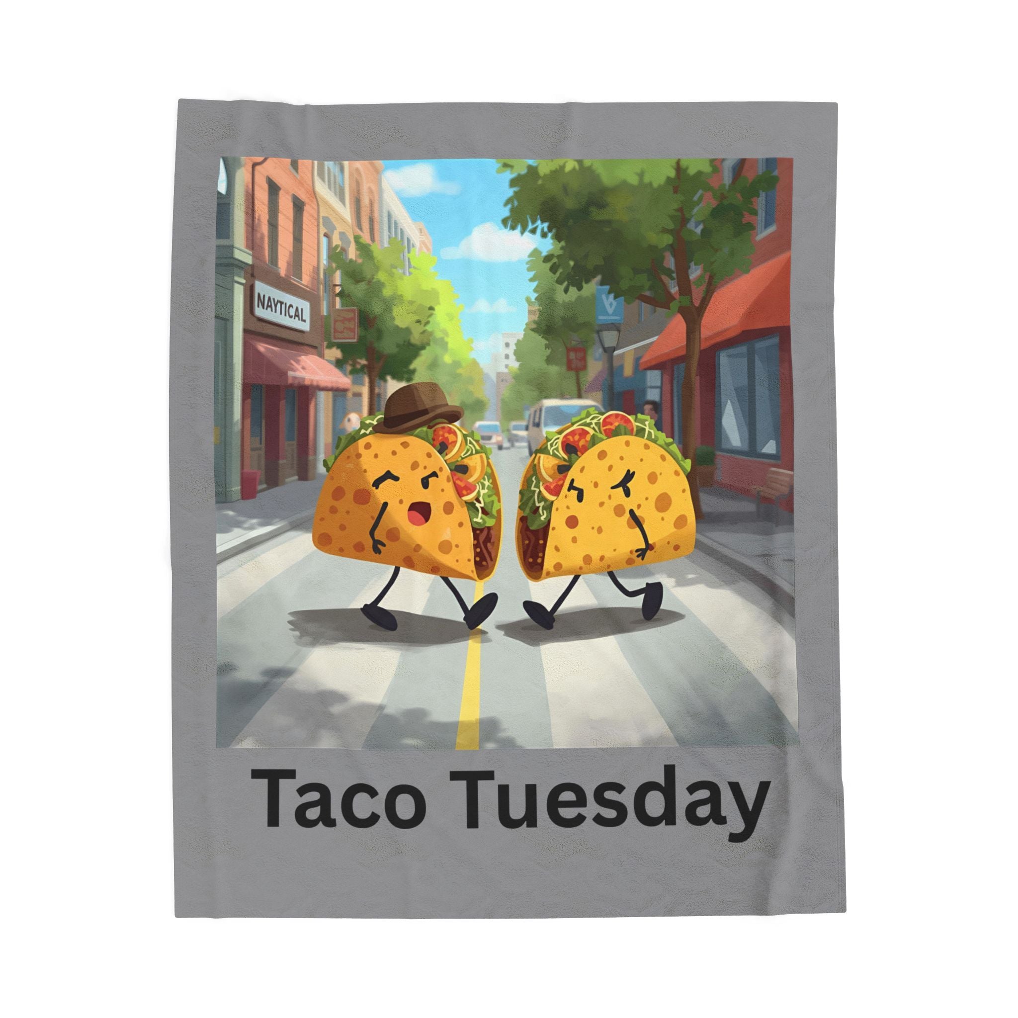 Taco Tuesday Velveteen Plush Blanket, Cozy Taco Blanket, Cute Throw Blanket, Unique Gift for Taco Lovers, Fun Home Decor
