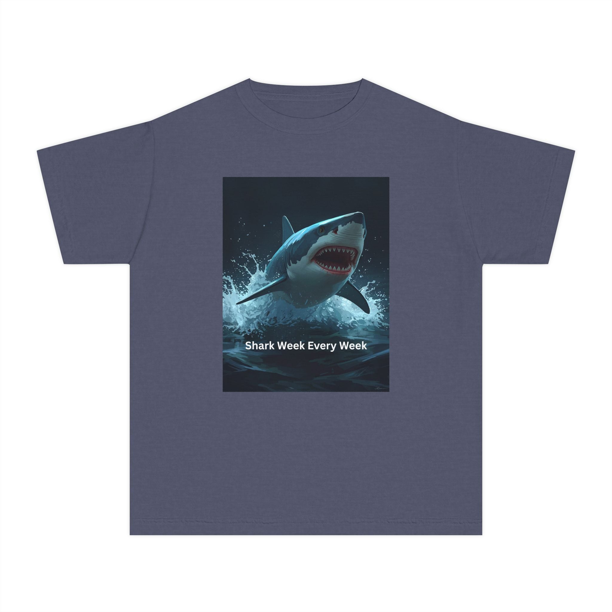 Shark Week Youth Tee, Fun Shark Graphic Shirt, Kids Summer Apparel, Ocean Lover Gift, Beach Party Clothing