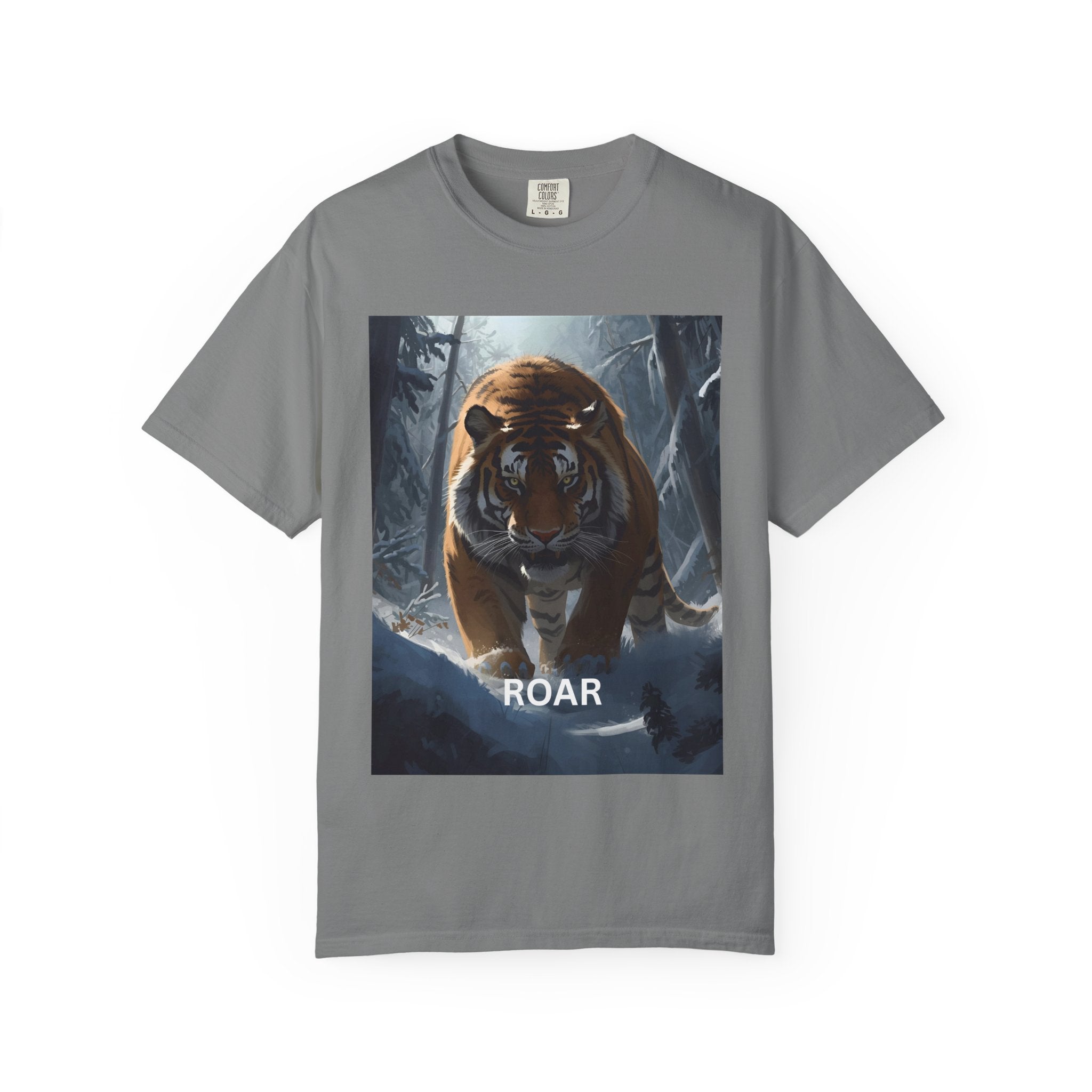Tiger Roar Snow Unisex T-Shirt, Animal Lover Gift, Wildlife Tee, Casual Wear, Adventure Shirt, Nature Inspired Apparel